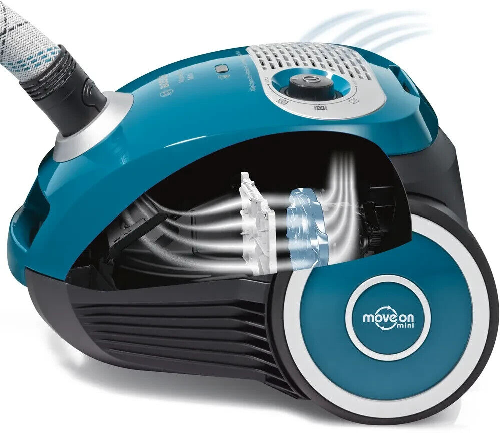 Bosch BGL25MON4 MoveOn Mini Bodenstaubsauger mit Beutel, blau.