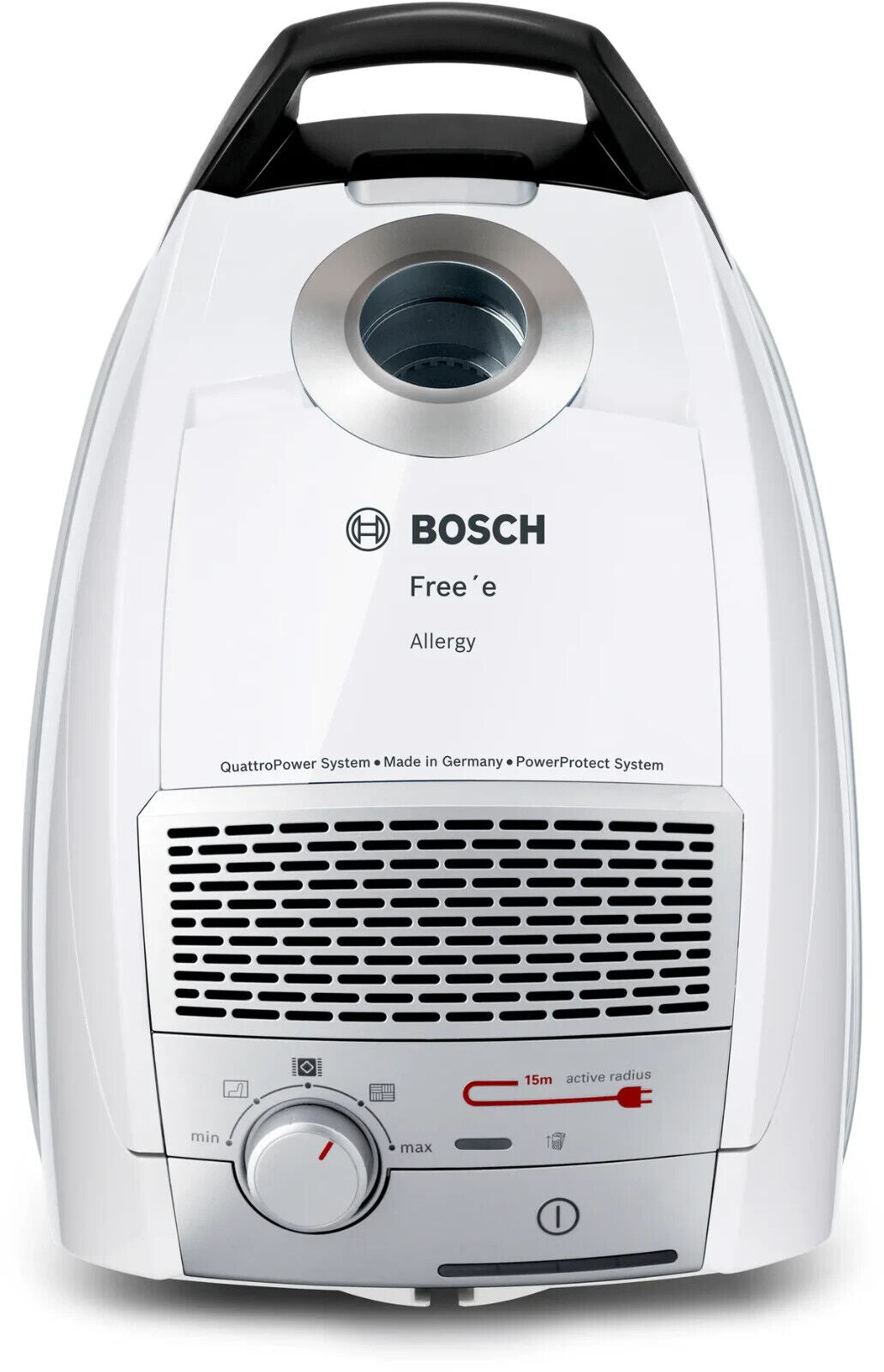 Bosch BSGL5335 Free'e Bodenstaubsauger mit Beutel, weiß.