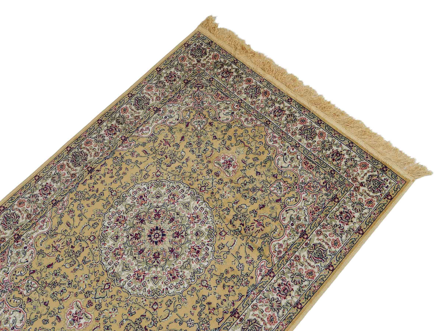Belgischer, maschinell gefertigter Design Orientteppich aus Kunstseide, creme, beige. 139x97 cm. Verkauf durch Jupiter Intl.