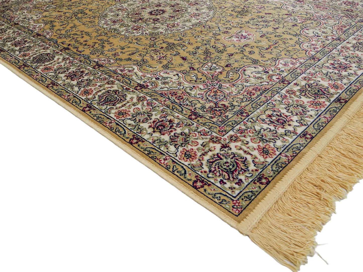 Belgischer, maschinell gefertigter Design Orientteppich aus Kunstseide, beige, creme. 140x98 cm. Verkauf durch Jupiter Intl.