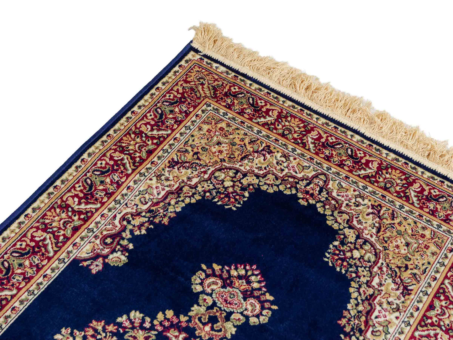 Belgischer, maschinell gefertigter Design Orientteppich aus Kunstseide, blau. 154x79 cm. Verkauf durch Jupiter Intl.