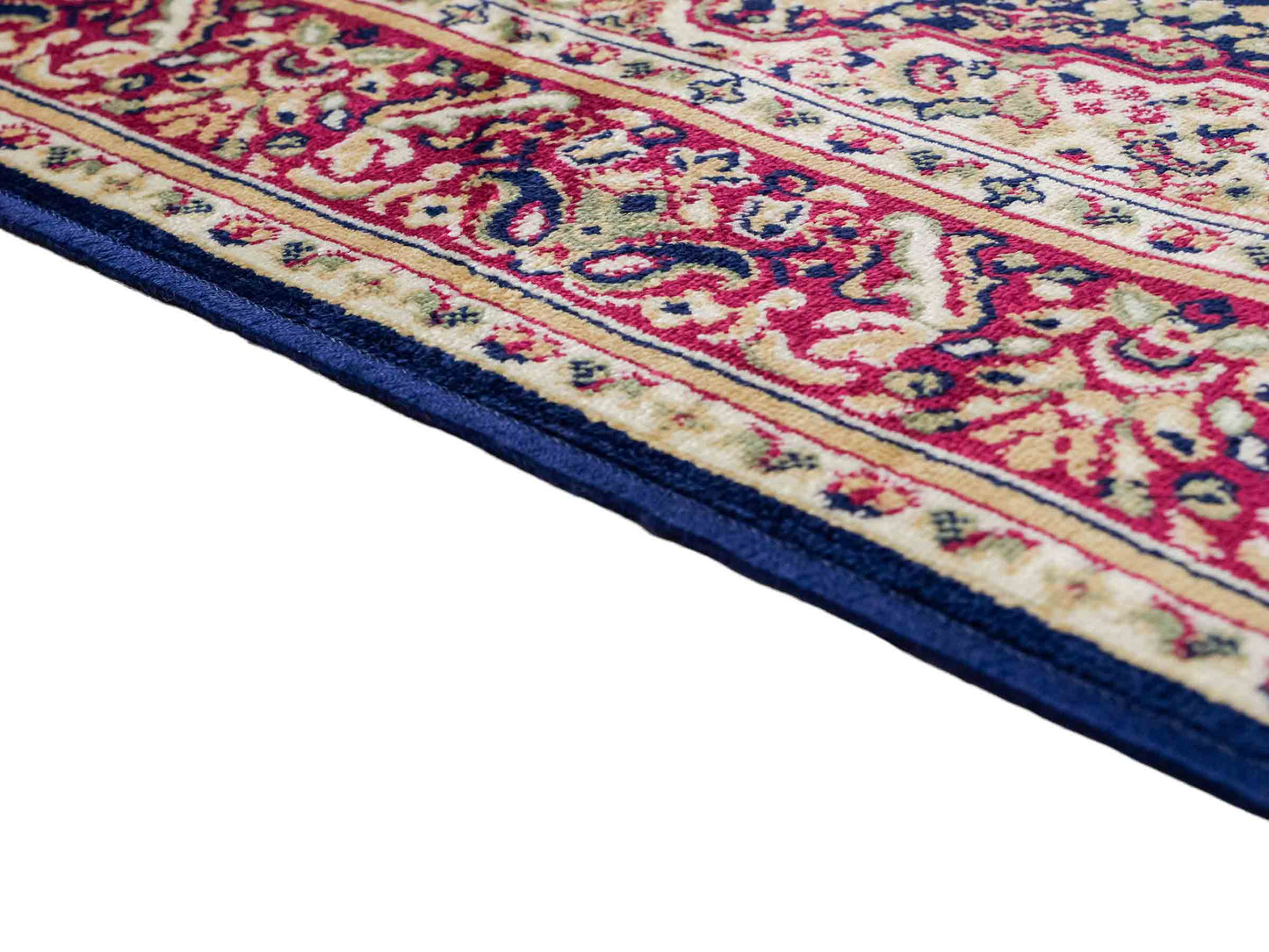 Belgischer, maschinell gefertigter Design Orientteppich aus Kunstseide, blau. 154x79 cm. Verkauf durch Jupiter Intl.