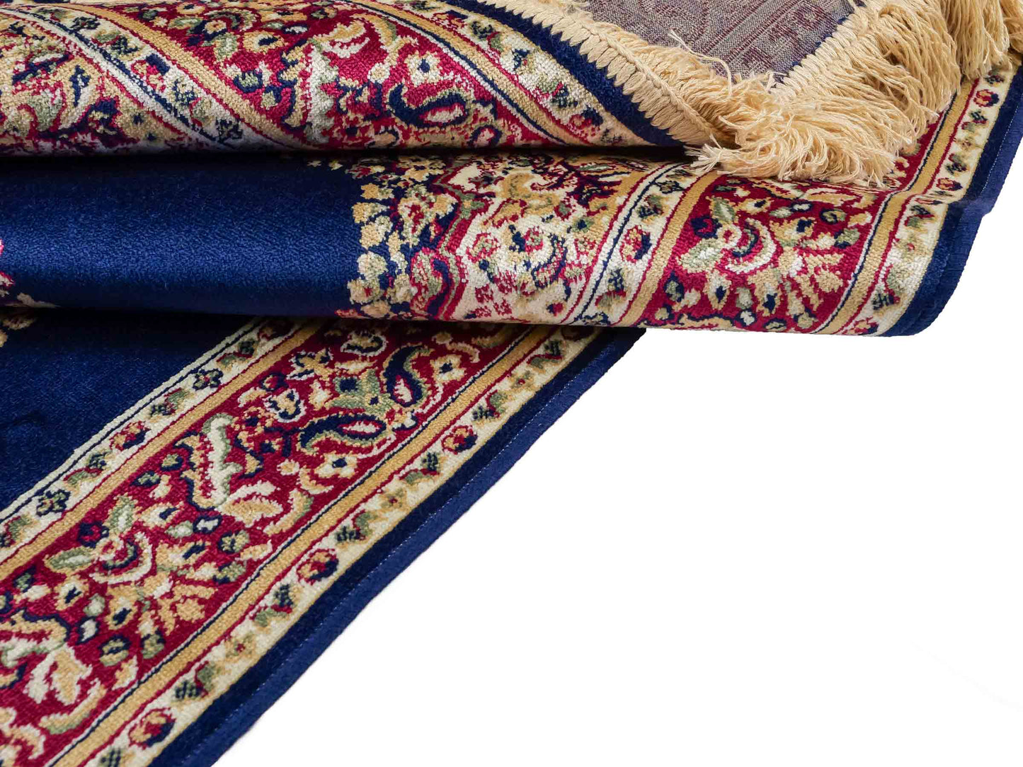 Belgischer, maschinell gefertigter Design Orientteppich aus Kunstseide, blau. 154x79 cm. Verkauf durch Jupiter Intl.