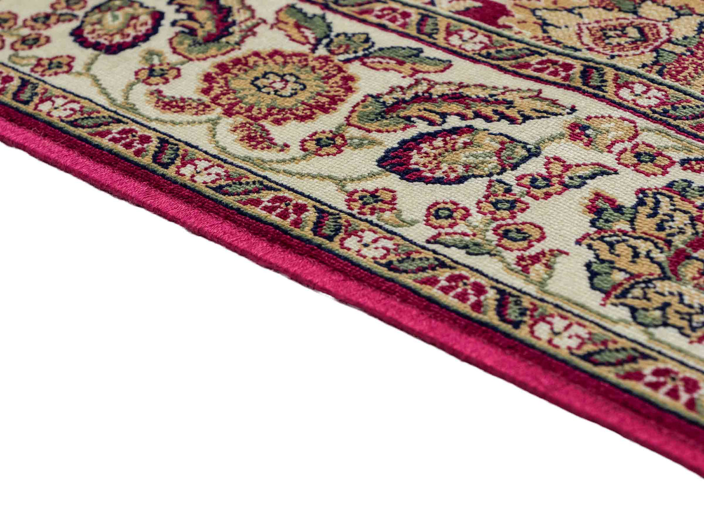 Belgischer, maschinell gefertigter Design Orientteppich aus Kunstseide, rot. 154x79 cm. Verkauf durch Jupiter Intl.