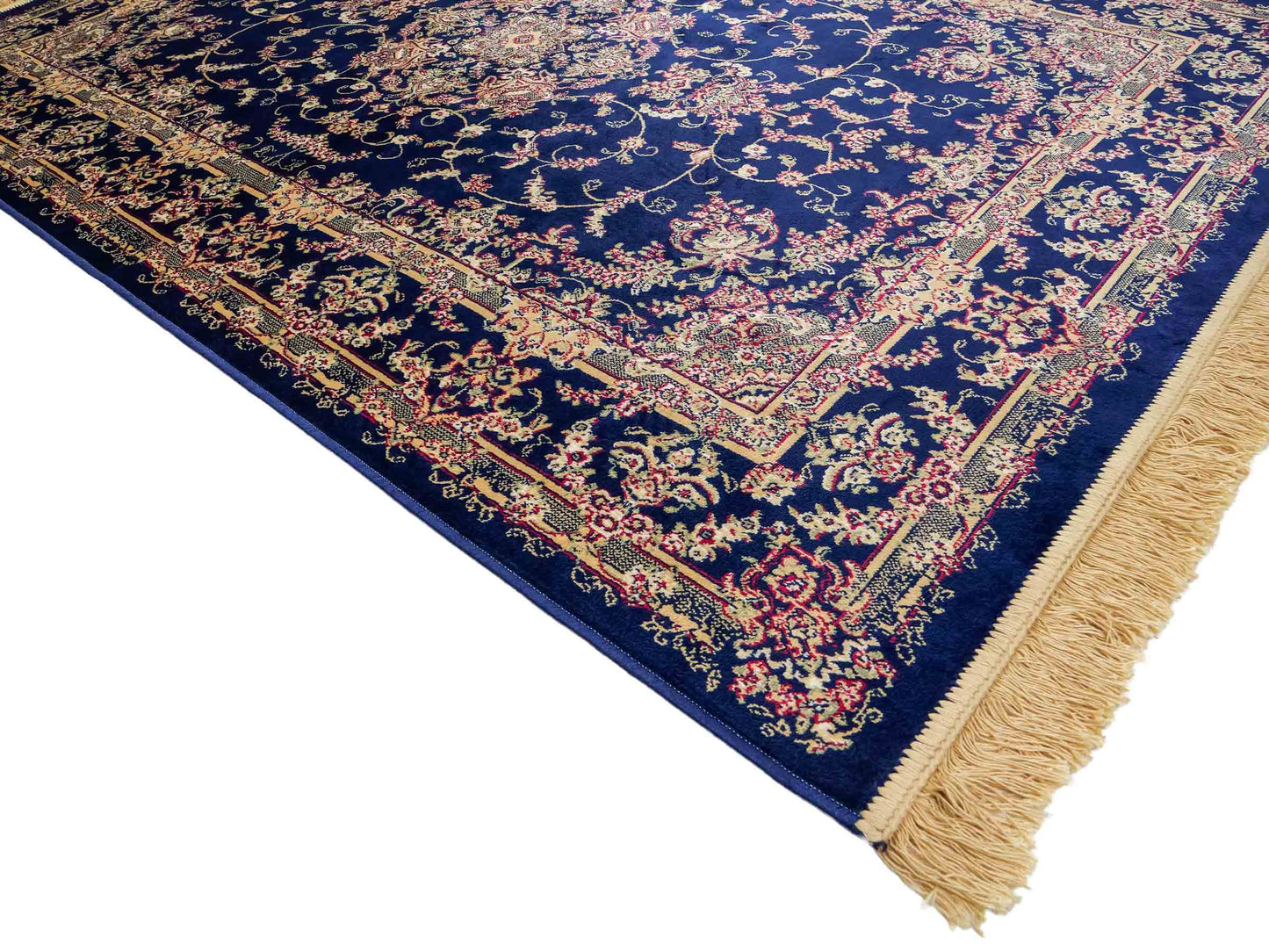 Belgischer, maschinell gefertigter Design Orientteppich aus Kunstseide, blau. 172x118 cm. Verkauf durch Jupiter Intl.