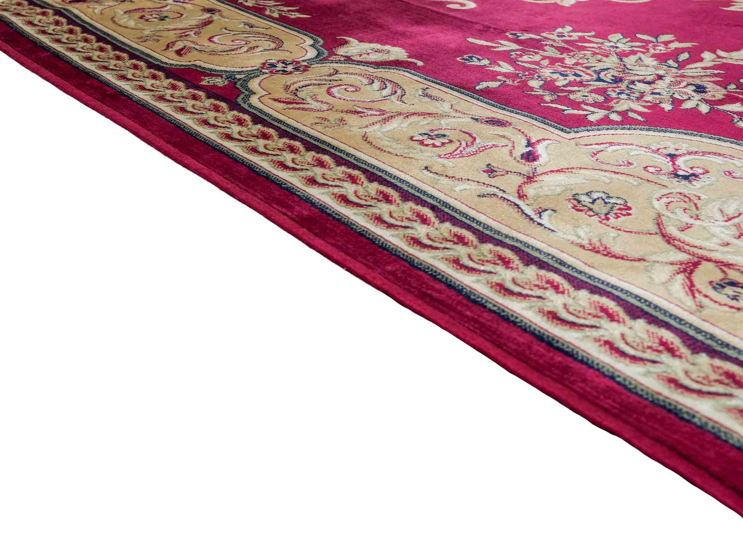 Belgischer, maschinell gefertigter Design Orientteppich aus Kunstseide, rot. 275x185 cm. Verkauf durch Jupiter Intl.
