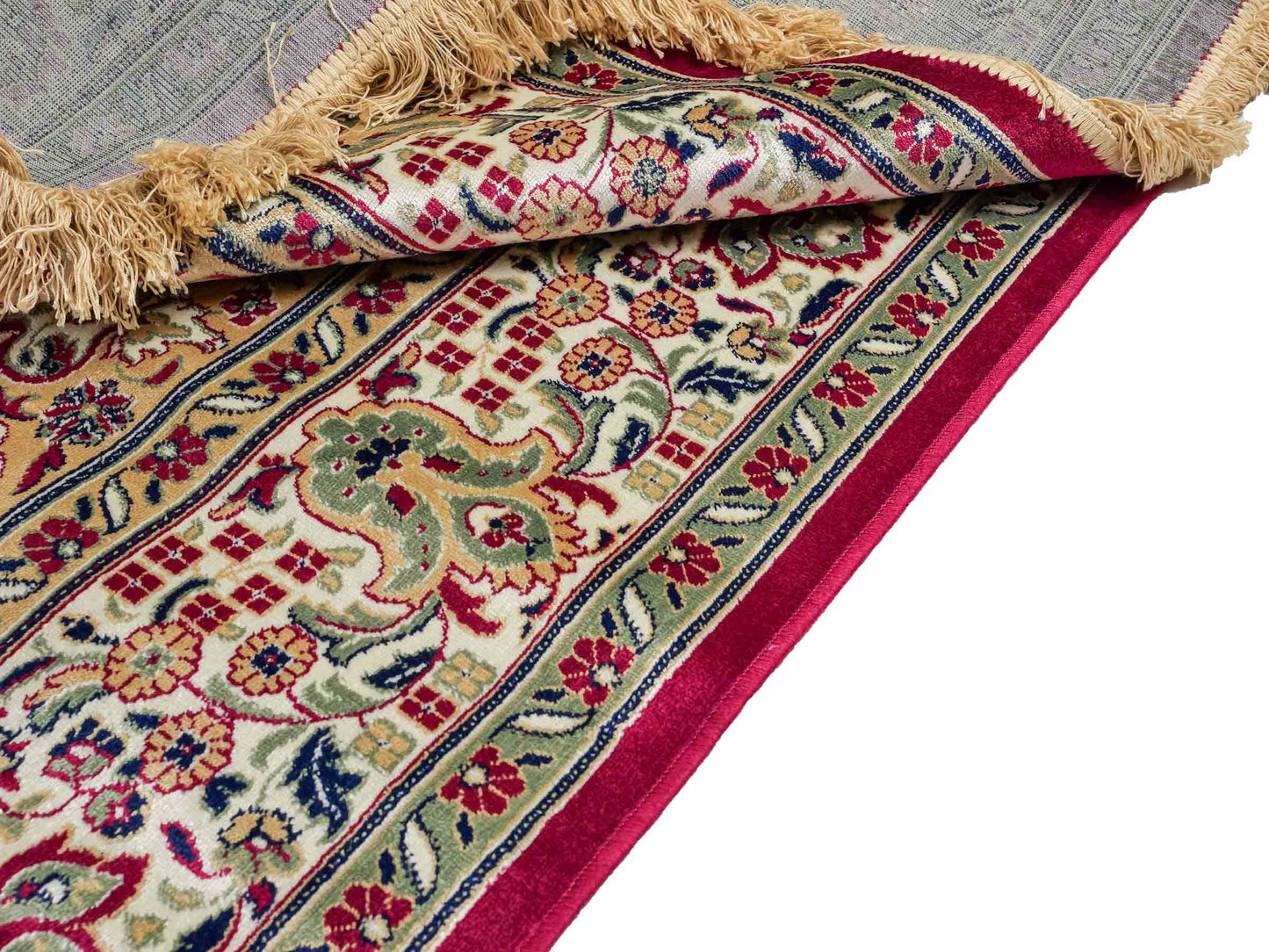 Belgischer, maschinell gefertigter Design Orientteppich aus Kunstseide, rot. 275x185 cm. Verkauf durch Jupiter Intl.