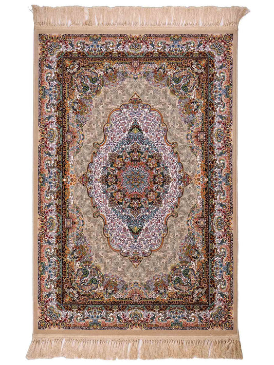 Extrem feiner, maschinell gefertigter Perserteppich, beige, grün, creme. 154x99 cm. Verkauf durch Jupiter Intl.