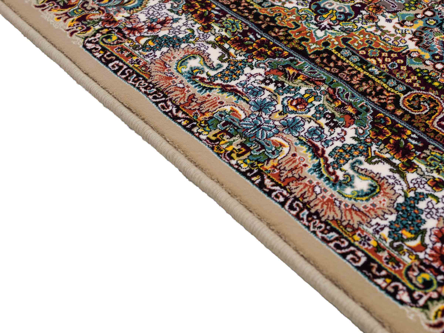 Extrem feiner, maschinell gefertigter Perserteppich, beige, grün, creme. 154x99 cm. Verkauf durch Jupiter Intl.