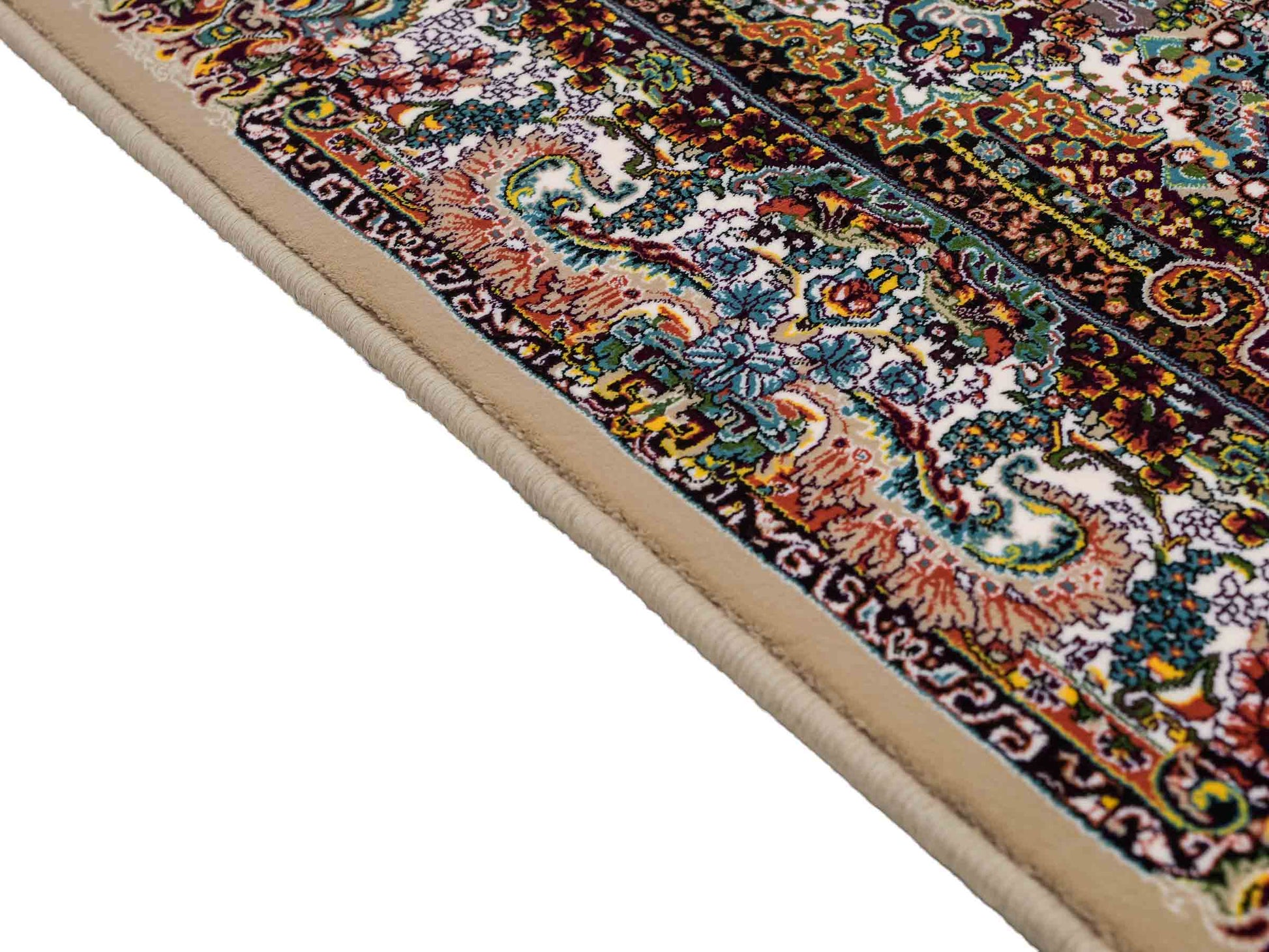 Extrem feiner, maschinell gefertigter Perserteppich, beige, grün, creme. 154x99 cm. Verkauf durch Jupiter Intl.