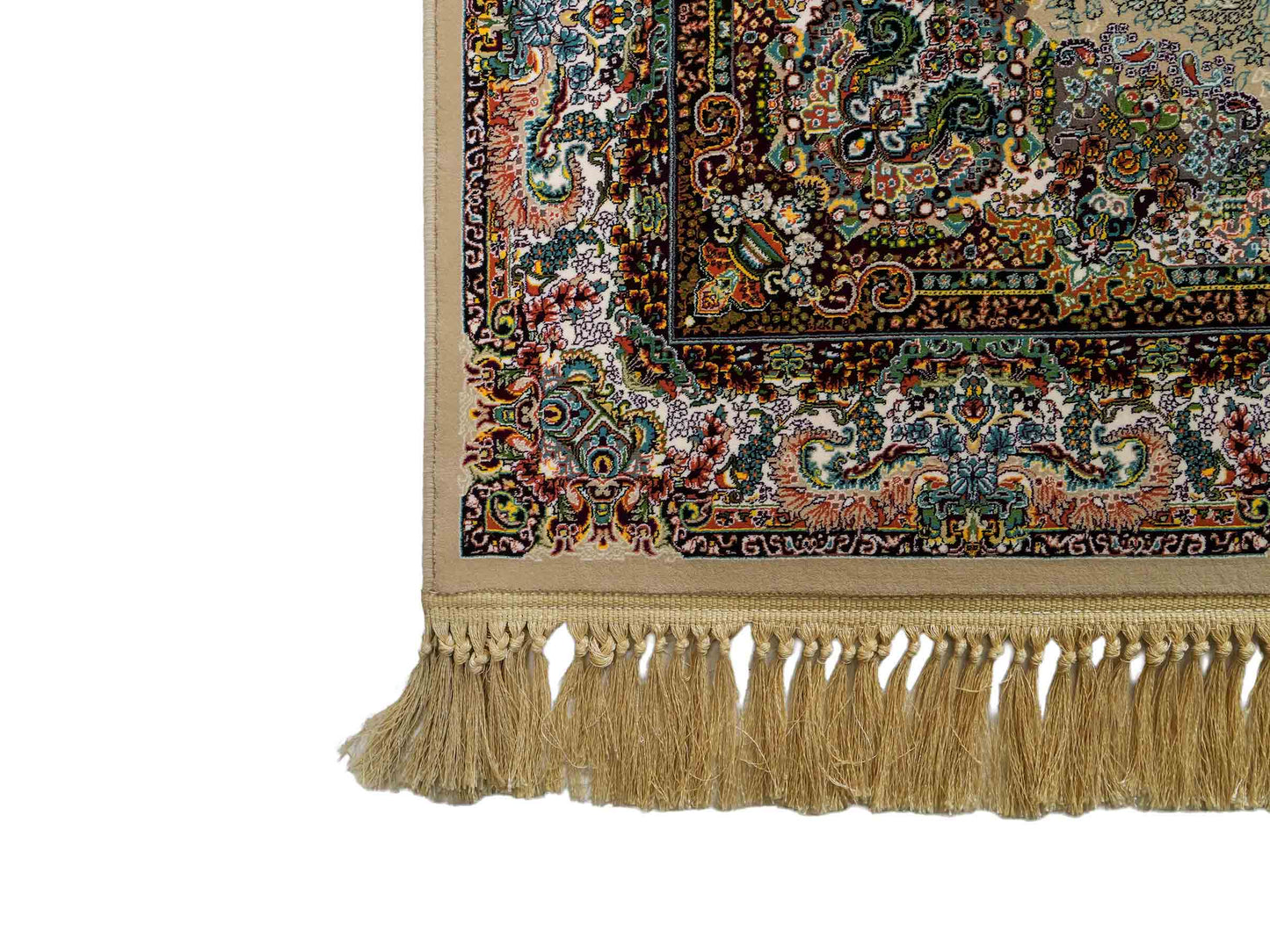 Extrem feiner, maschinell gefertigter Perserteppich, beige, grün, creme. 154x99 cm. Verkauf durch Jupiter Intl.