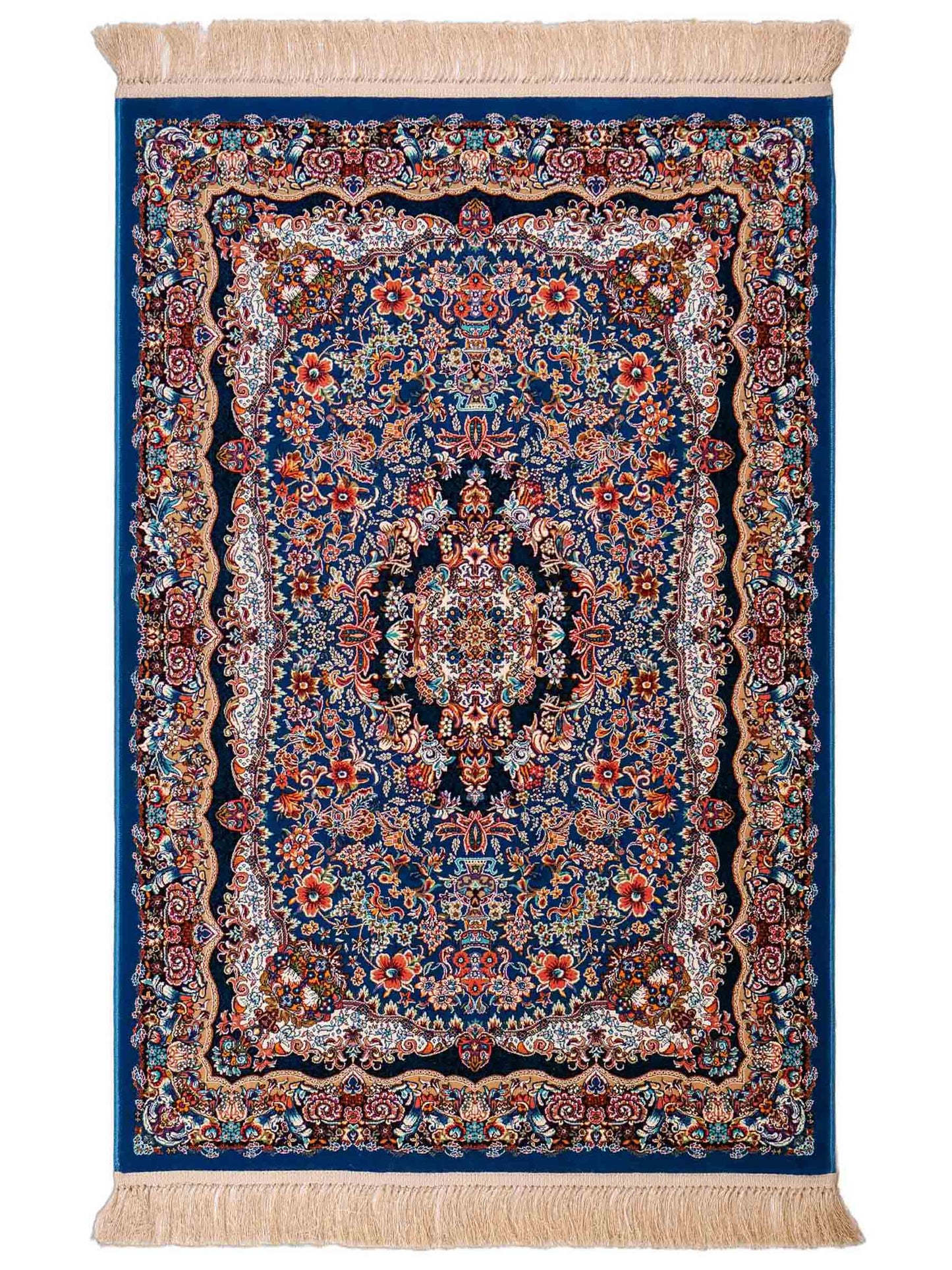 Extrem feiner, maschinell gefertigter Perserteppich, blau. 154x99 cm. Verkauf durch Jupiter Intl.