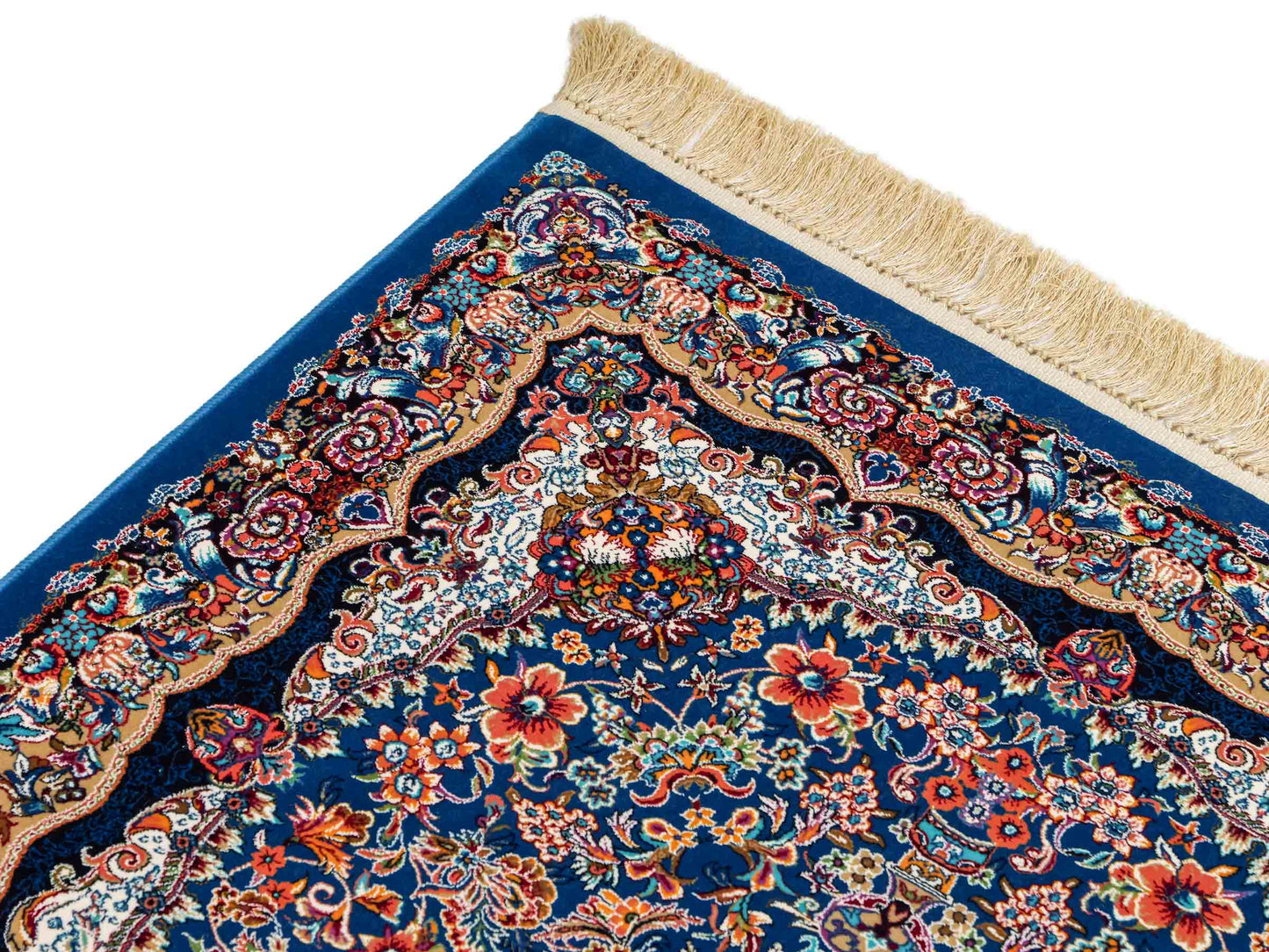 Extrem feiner, maschinell gefertigter Perserteppich, blau. 154x99 cm. Verkauf durch Jupiter Intl.