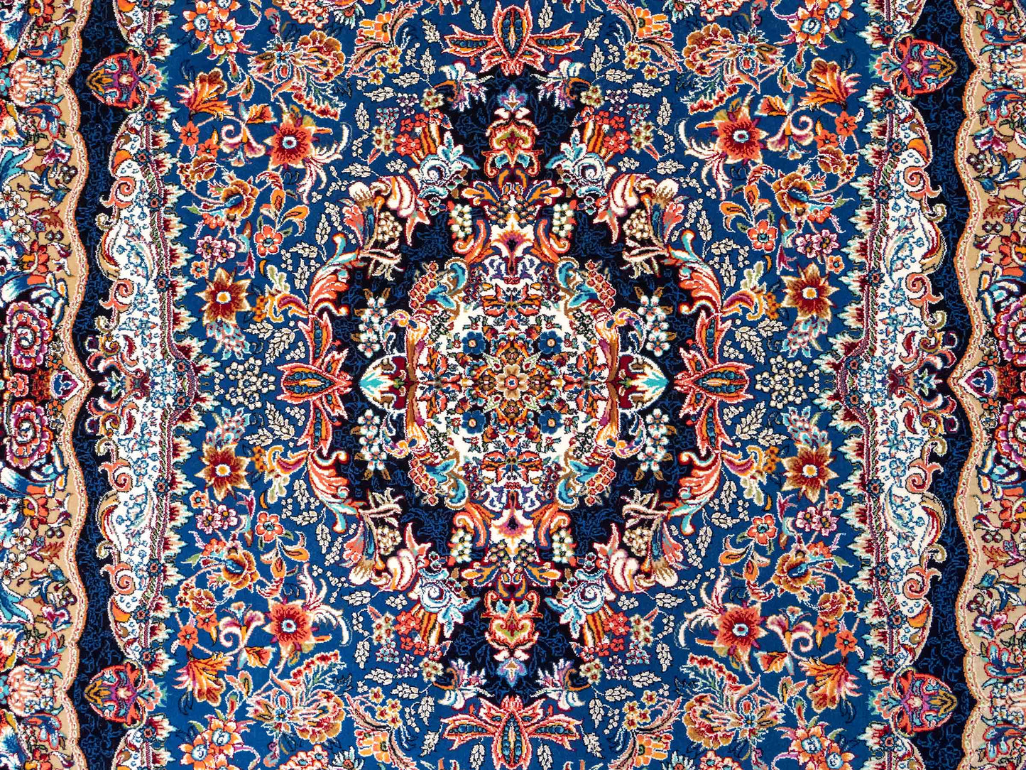 Extrem feiner, maschinell gefertigter Perserteppich, blau. 154x99 cm. Verkauf durch Jupiter Intl.
