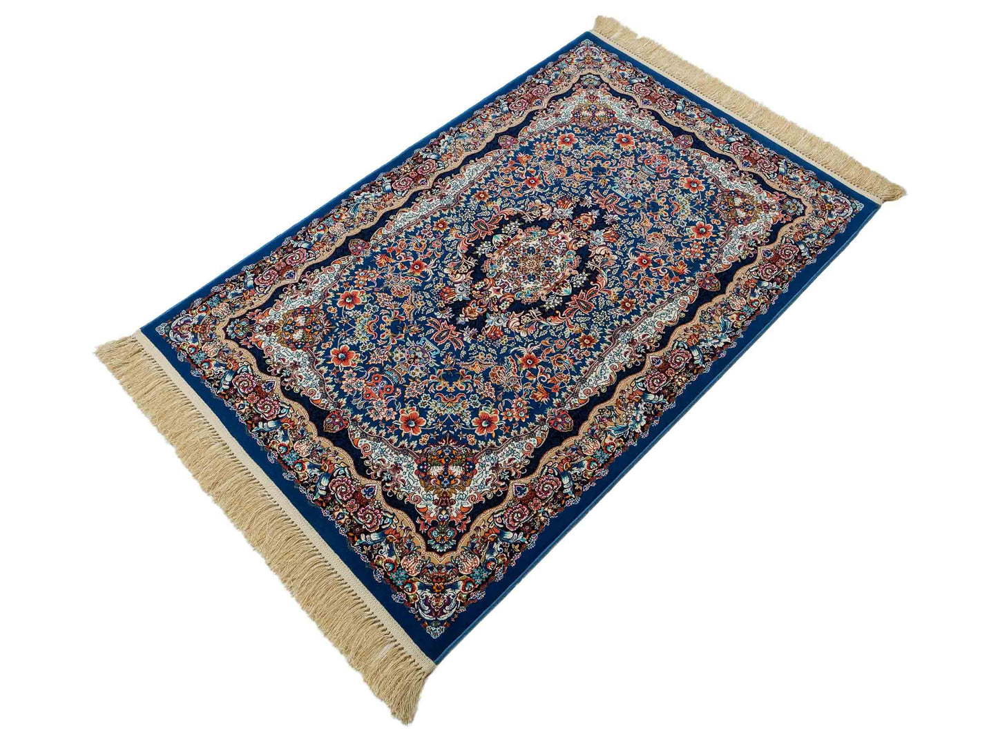 Extrem feiner, maschinell gefertigter Perserteppich, blau. 154x99 cm. Verkauf durch Jupiter Intl.