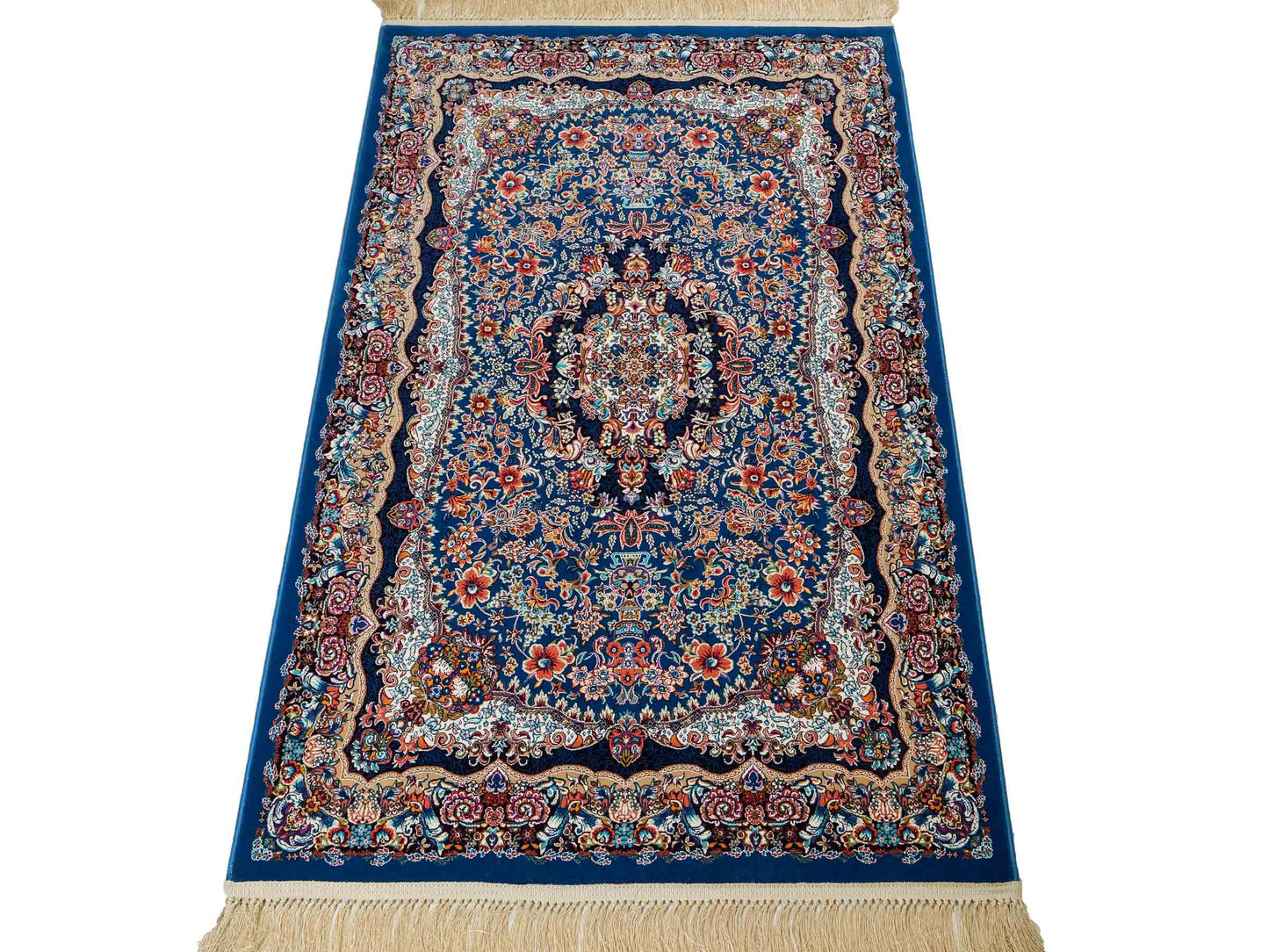 Extrem feiner, maschinell gefertigter Perserteppich, blau. 154x99 cm. Verkauf durch Jupiter Intl.