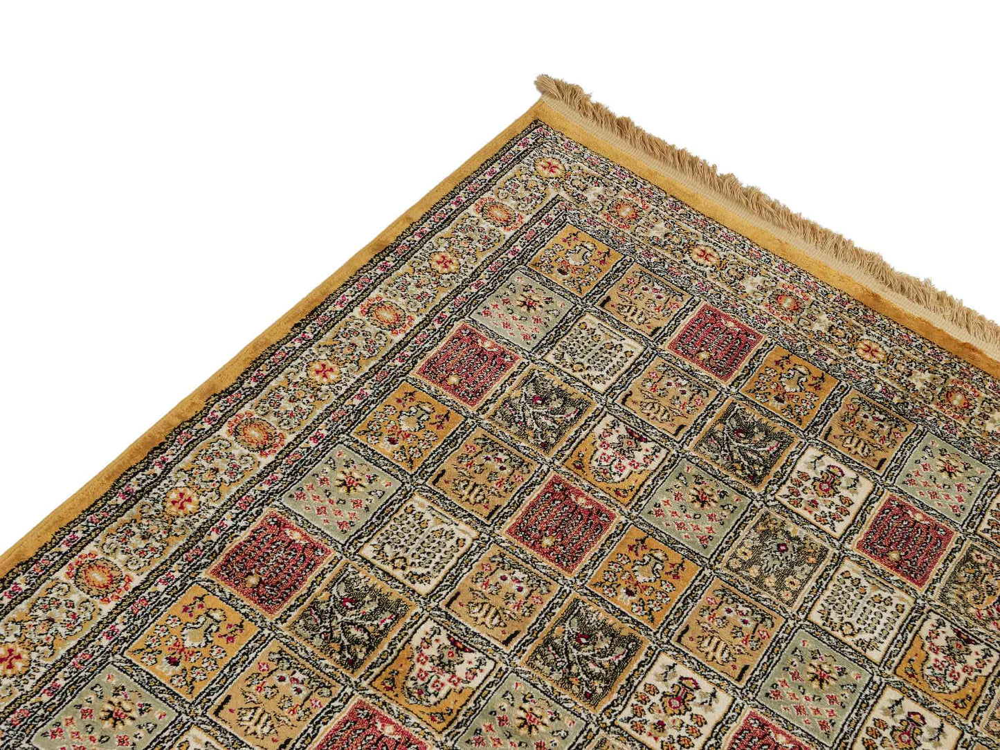 Sehr feiner, persischer, maschinell gefertigter Orientteppich aus Kunstseide, braun, multicolor. 172x118 cm. Verkauf durch Jupiter Intl.