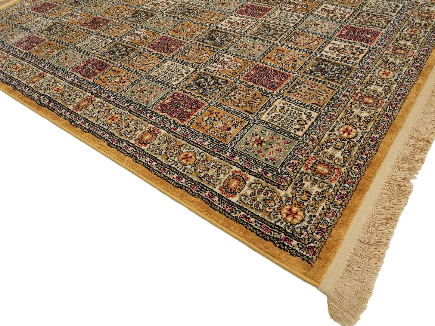 Sehr feiner, persischer, maschinell gefertigter Orientteppich aus Kunstseide, braun, multicolor. 172x118 cm. Verkauf durch Jupiter Intl.