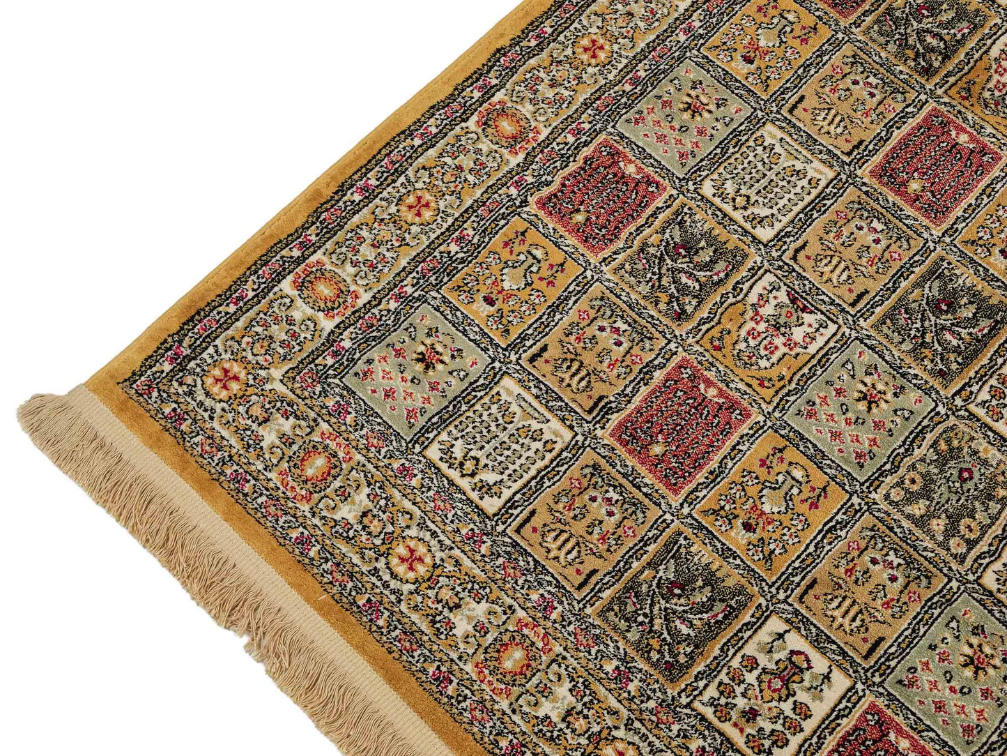 Sehr feiner, persischer, maschinell gefertigter Orientteppich aus Kunstseide, braun, multicolor. 172x118 cm. Verkauf durch Jupiter Intl.