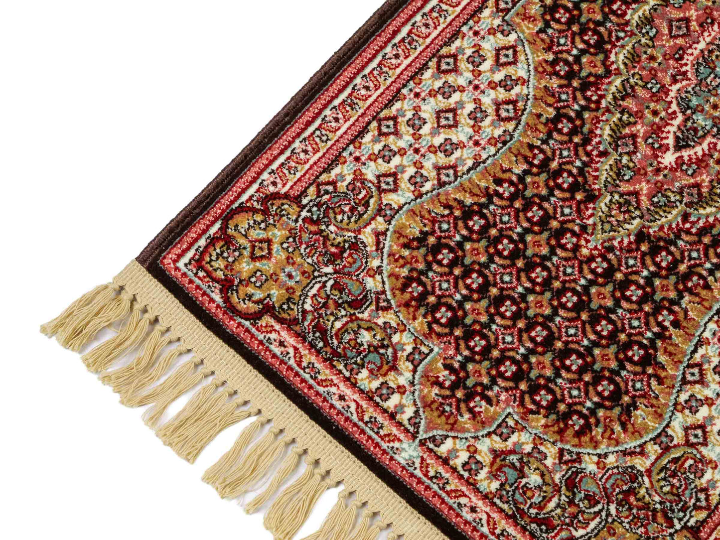 Sehr feiner, maschinell gefertigter Perserteppich, braun, creme. 83x50 cm. Verkauf durch Jupiter Intl.