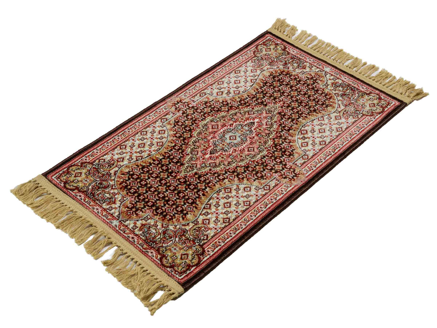Sehr feiner, maschinell gefertigter Perserteppich, braun, creme. 83x50 cm. Verkauf durch Jupiter Intl.