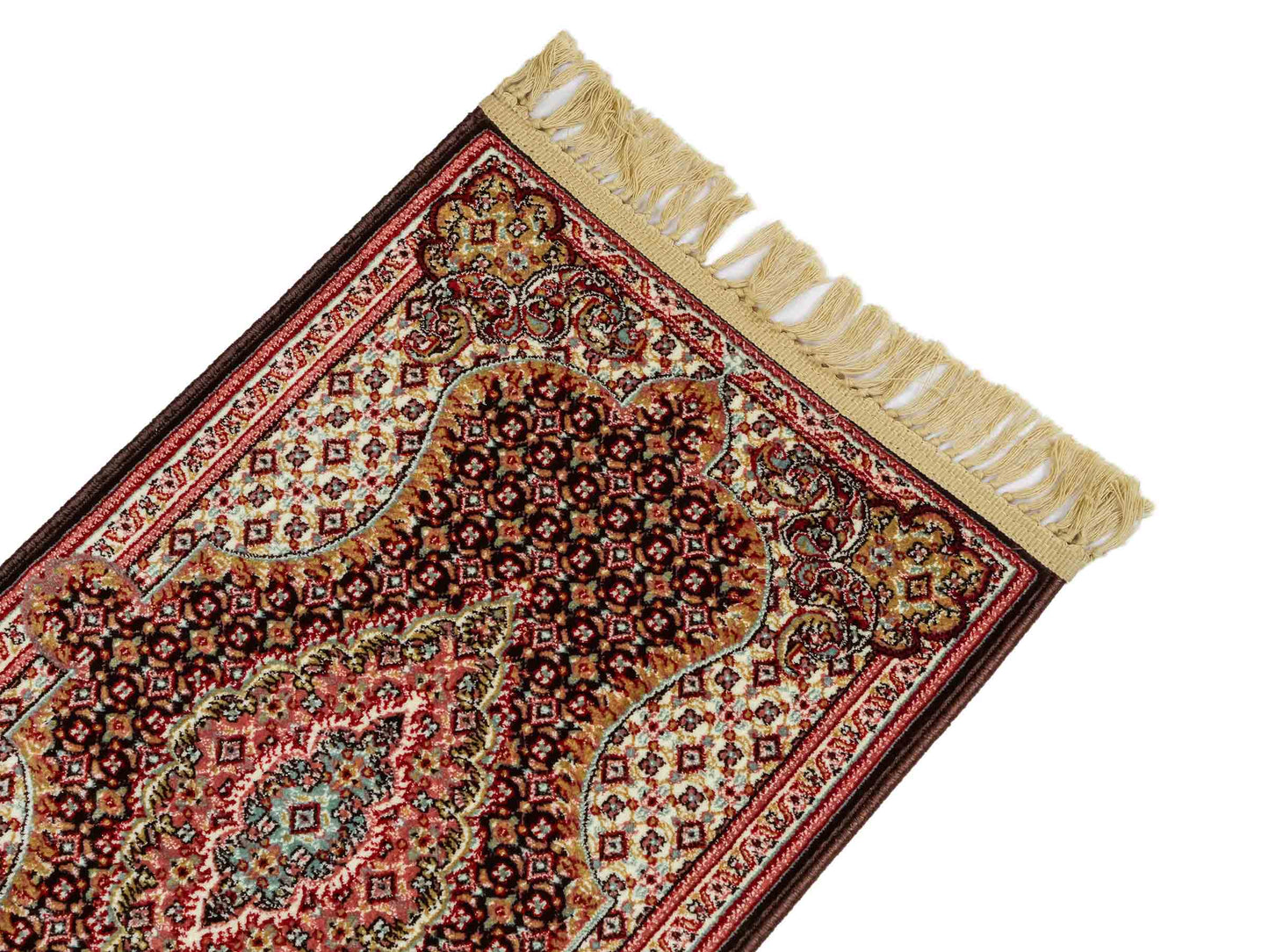 Sehr feiner, maschinell gefertigter Perserteppich, braun, creme. 83x50 cm. Verkauf durch Jupiter Intl.