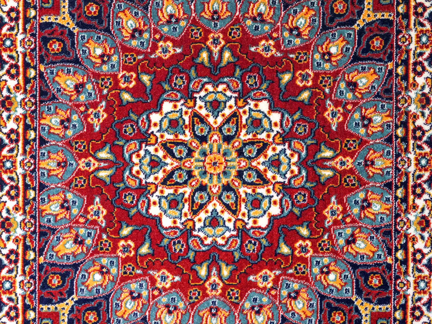Sehr feiner, maschinell gefertigter Perserteppich, creme, multicolor. 83x50 cm. Verkauf durch Jupiter Intl.