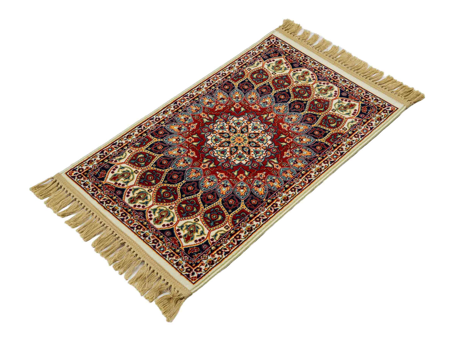 Sehr feiner, maschinell gefertigter Perserteppich, creme, multicolor. 83x50 cm. Verkauf durch Jupiter Intl.