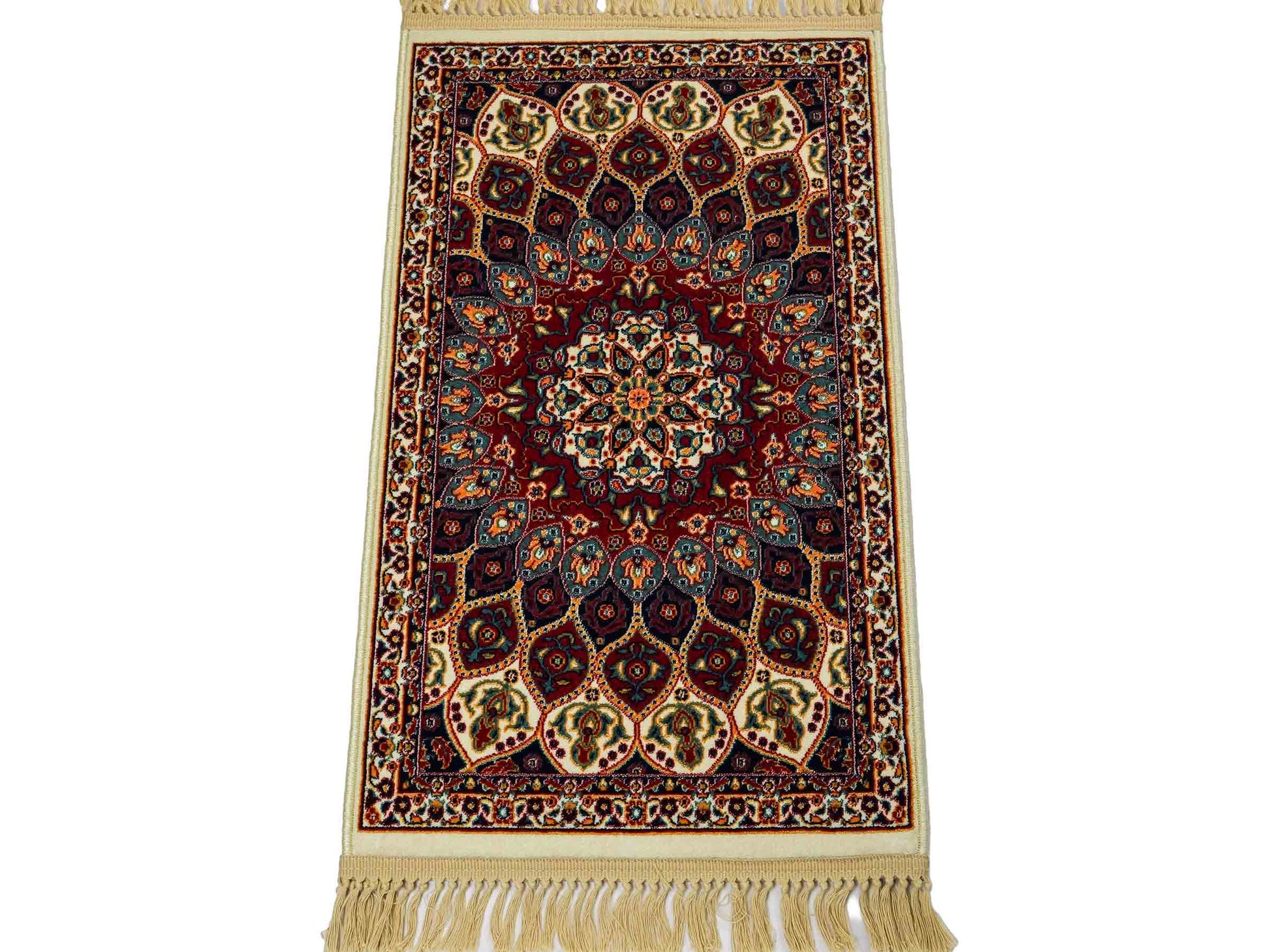 Sehr feiner, maschinell gefertigter Perserteppich, creme, multicolor. 83x50 cm. Verkauf durch Jupiter Intl.