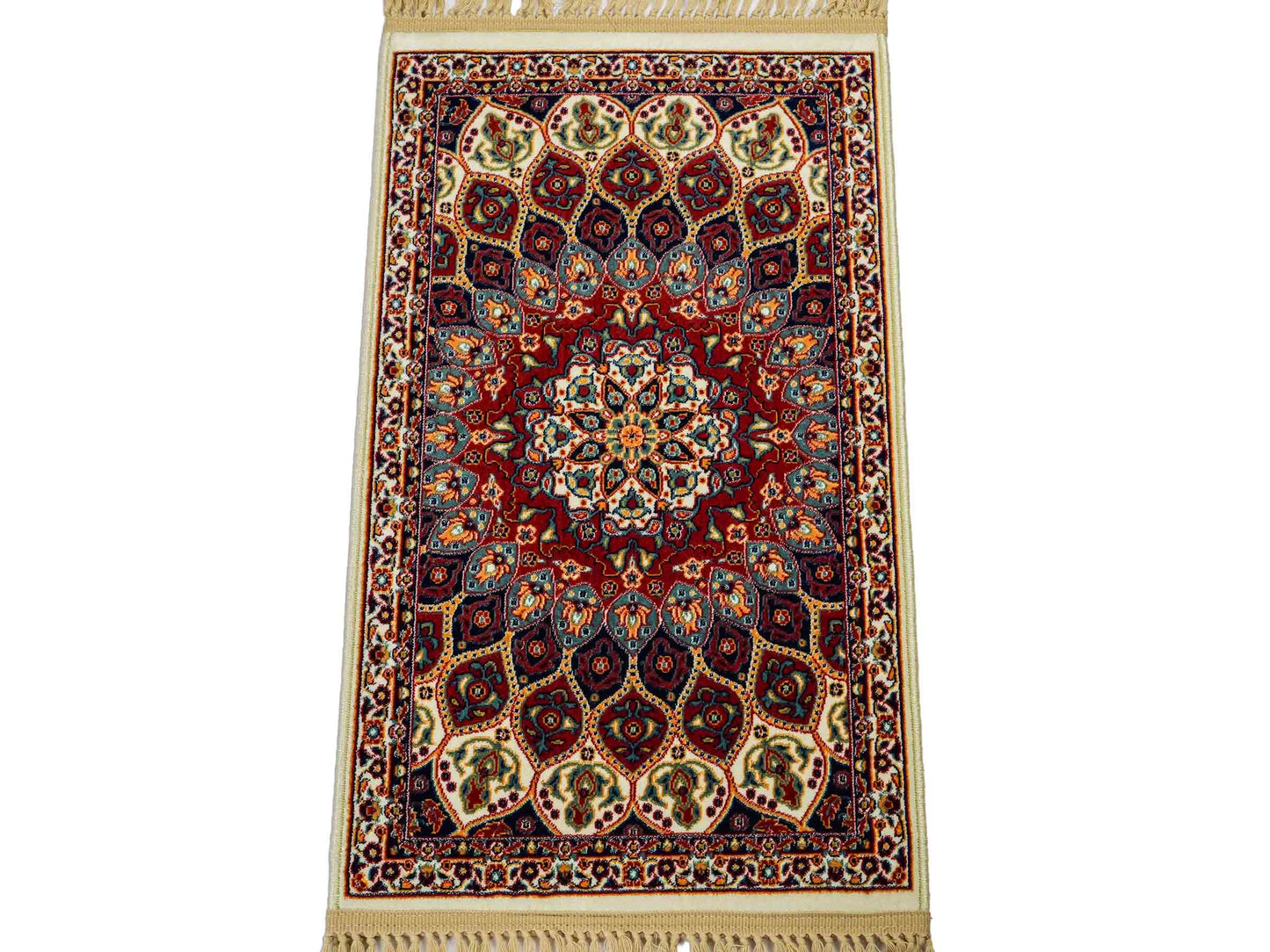 Sehr feiner, maschinell gefertigter Perserteppich, creme, multicolor. 83x50 cm. Verkauf durch Jupiter Intl.