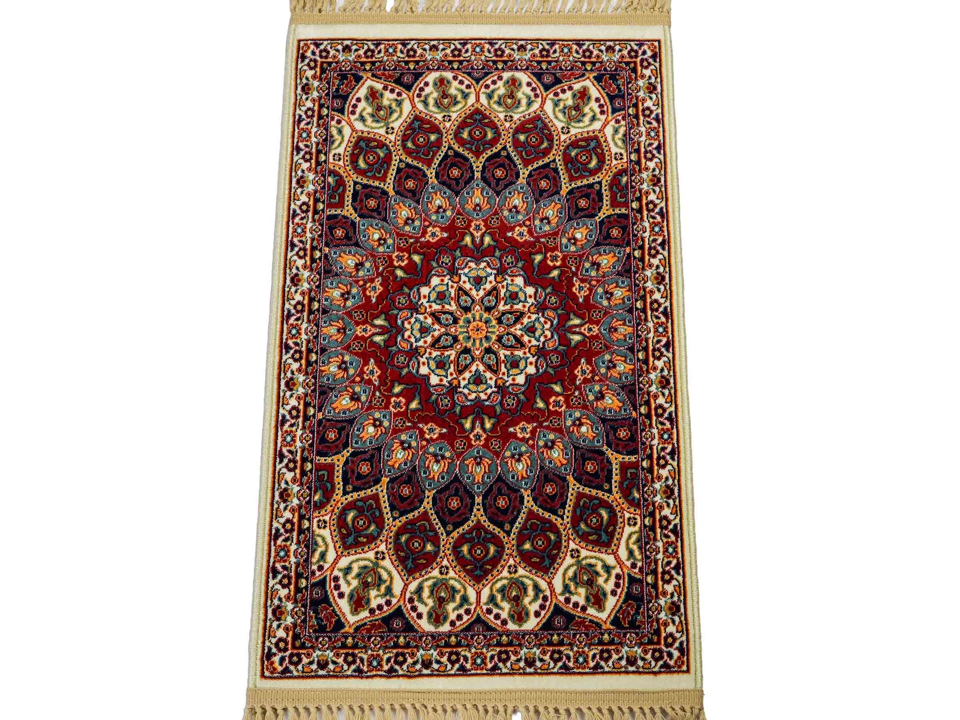 Sehr feiner, maschinell gefertigter Perserteppich, creme, multicolor. 83x50 cm. Verkauf durch Jupiter Intl.