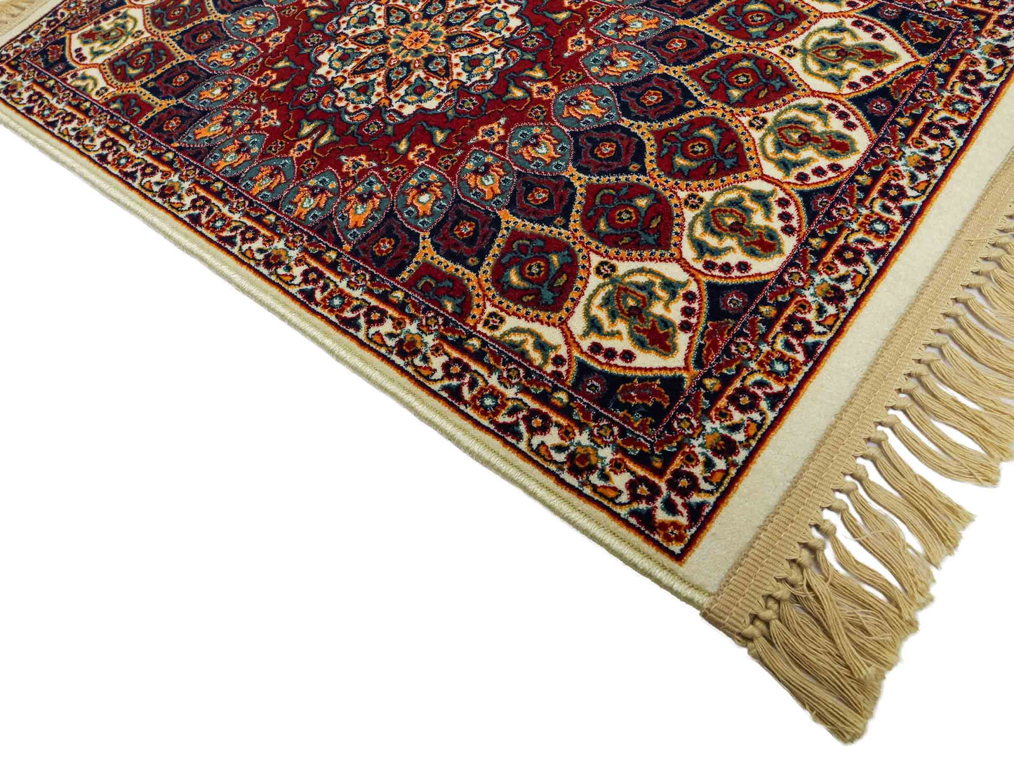 Sehr feiner, maschinell gefertigter Perserteppich, creme, multicolor. 83x50 cm. Verkauf durch Jupiter Intl.