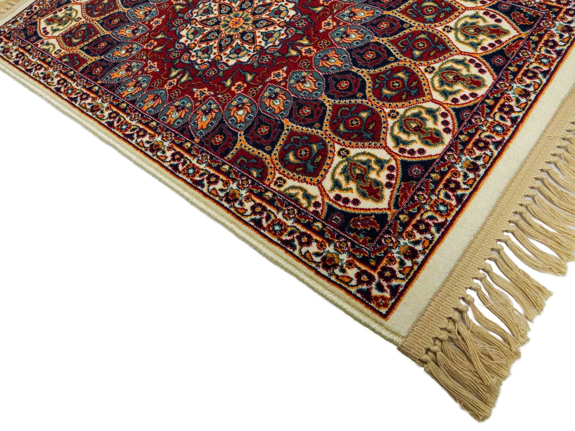 Sehr feiner, maschinell gefertigter Perserteppich, creme, multicolor. 83x50 cm. Verkauf durch Jupiter Intl.