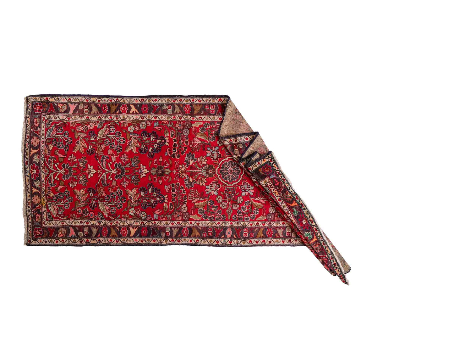 Feiner, handgeknüpfter, persischer Hamedan Dorfteppich aus Wolle von Khademi. Farbe: Rot. 305 x 108 cm. Vertrieb durch JUPITER Intl.