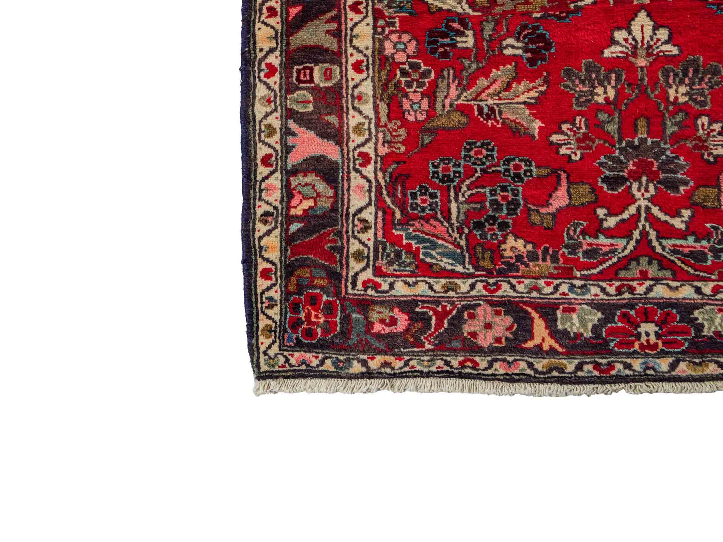 Feiner, handgeknüpfter, persischer Hamedan Dorfteppich aus Wolle von Khademi. Farbe: Rot. 305 x 108 cm. Vertrieb durch JUPITER Intl.