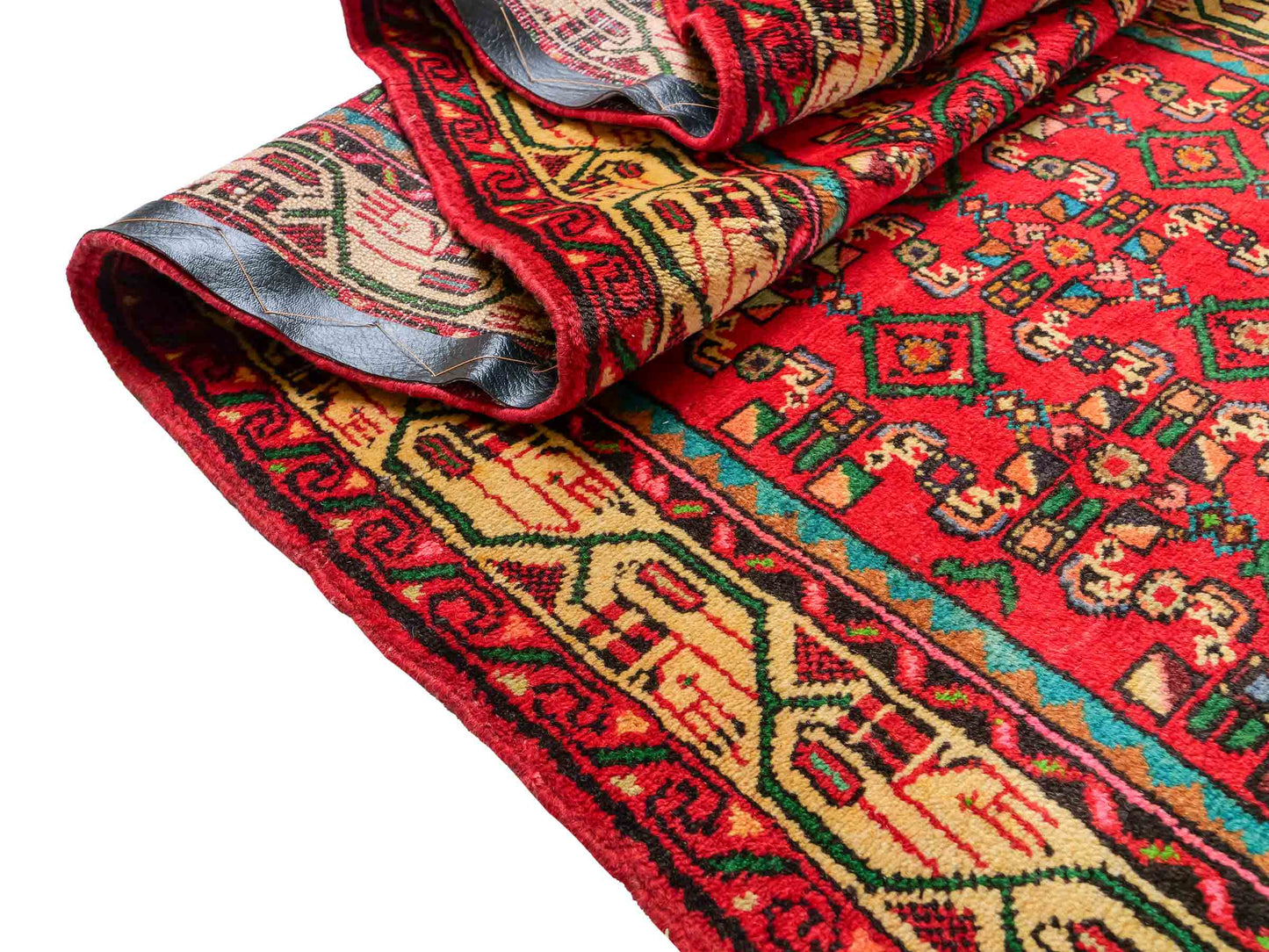Feiner, handgeknüpfter, persischer Hamedan Dorfteppich aus Wolle von Khademi. Farbe: Rot. 367 x 80 cm. Vertrieb durch JUPITER Intl.