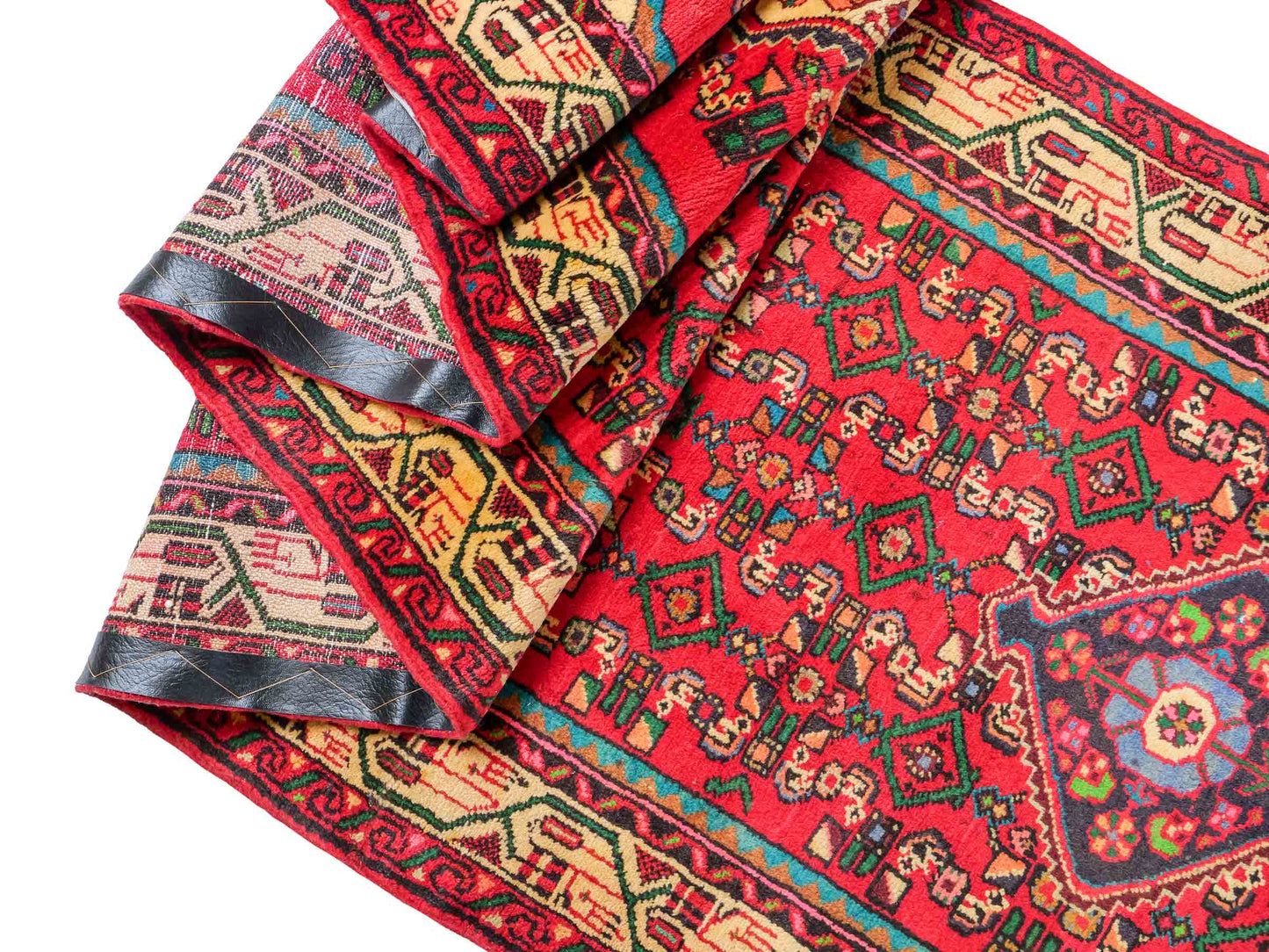 Feiner, handgeknüpfter, persischer Hamedan Dorfteppich aus Wolle von Khademi. Farbe: Rot. 367 x 80 cm. Vertrieb durch JUPITER Intl.
