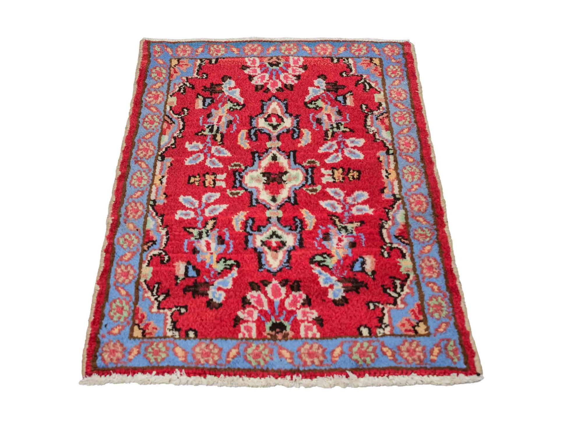 Handgeknüpfter, persischer Hamedan Dorfteppich aus Wolle von Khademi. Größe: 72 x 53 cm. Farbe: Rot. Verkauf durch JUPITER Intl.