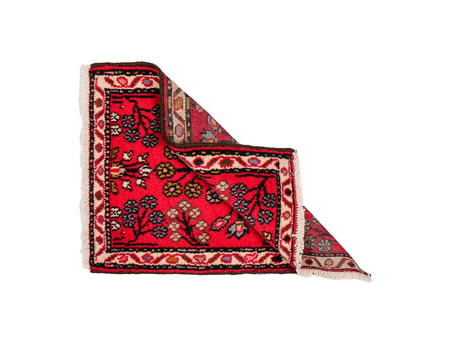 Handgeknüpfter, persischer Hamedan Dorfteppich aus Wolle von Khademi. Größe: 73 x 54 cm. Farbe: Rot. Verkauf durch JUPITER Intl.