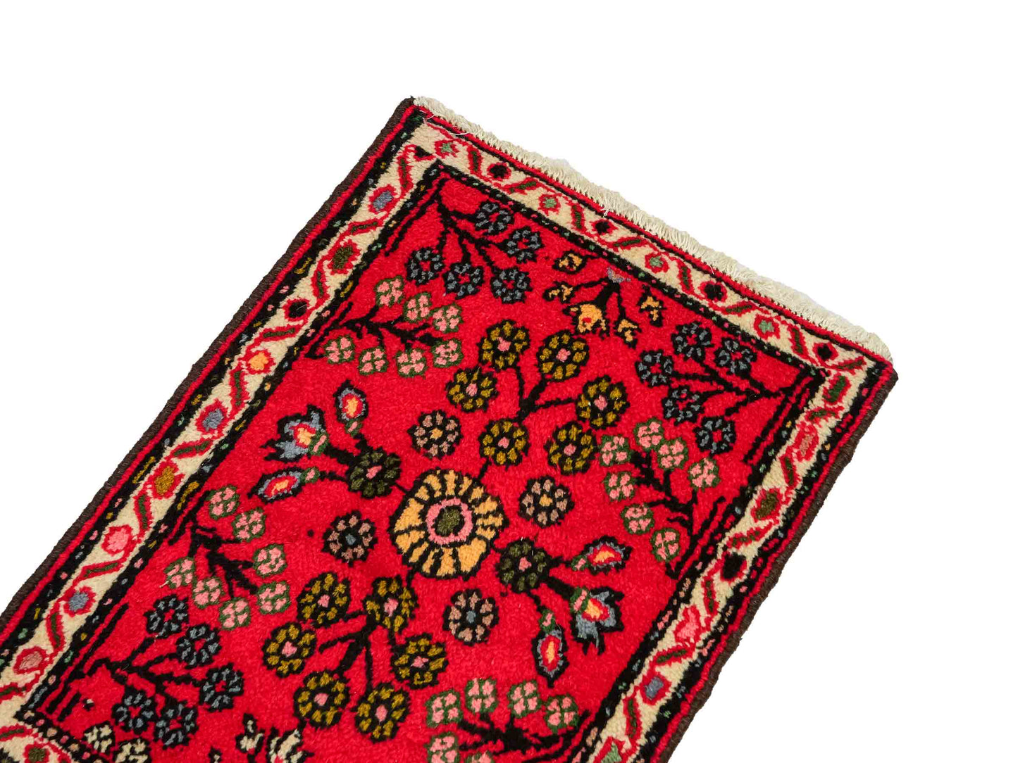 Handgeknüpfter, persischer Hamedan Dorfteppich aus Wolle von Khademi. Größe: 73 x 54 cm. Farbe: Rot. Verkauf durch JUPITER Intl.