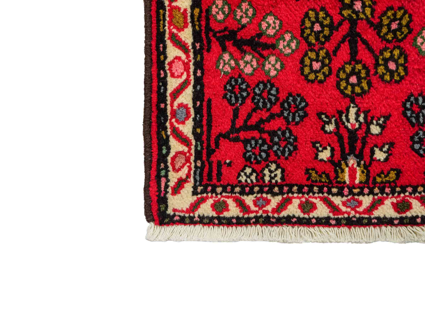Handgeknüpfter, persischer Hamedan Dorfteppich aus Wolle von Khademi. Größe: 73 x 54 cm. Farbe: Rot. Verkauf durch JUPITER Intl.