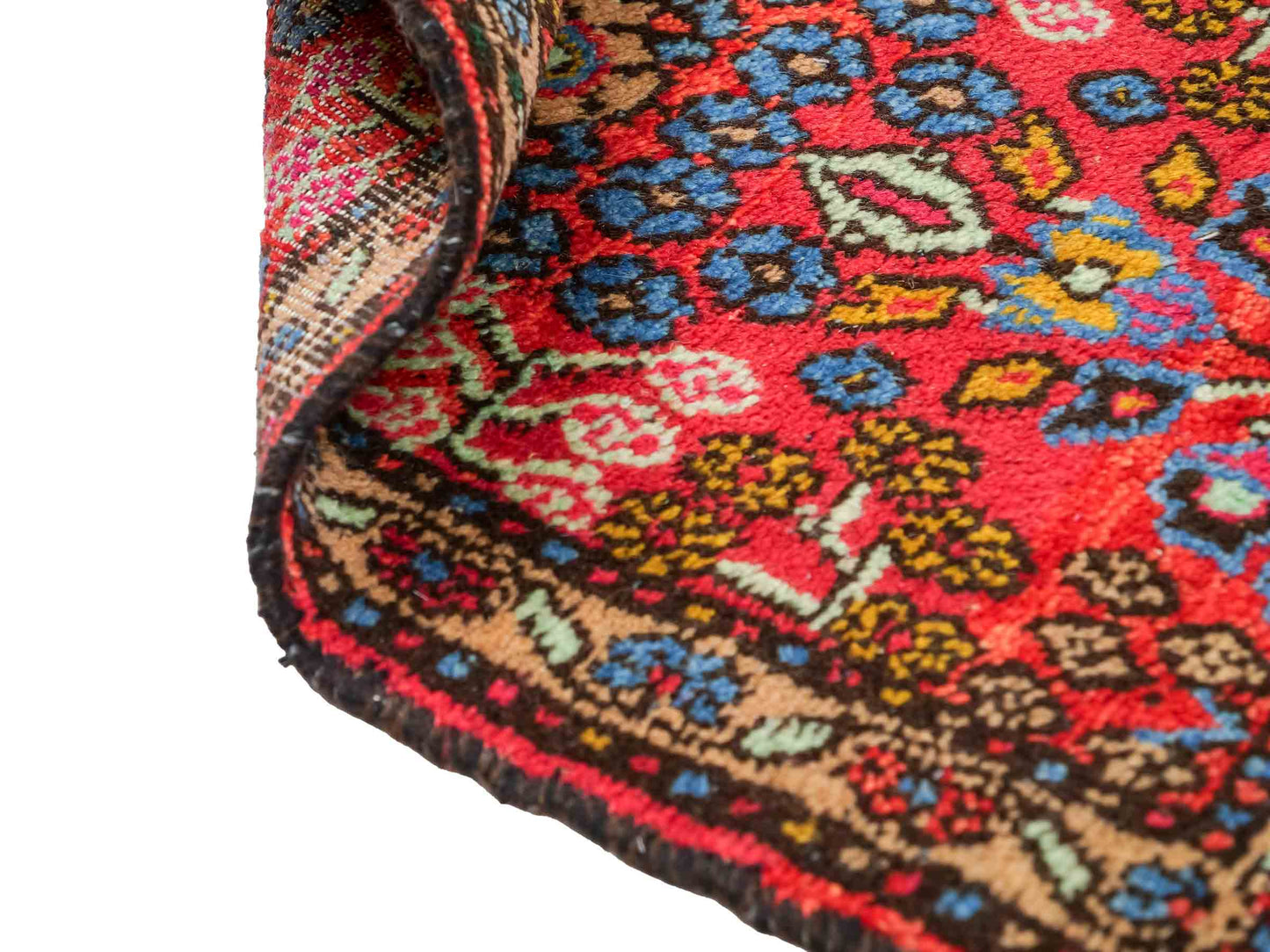 Handgeknüpfter, persischer Hamedan Dorfteppich aus Wolle von Khademi. Größe: 75 x 50 cm. Farbe: Rot. Verkauf durch JUPITER Intl.