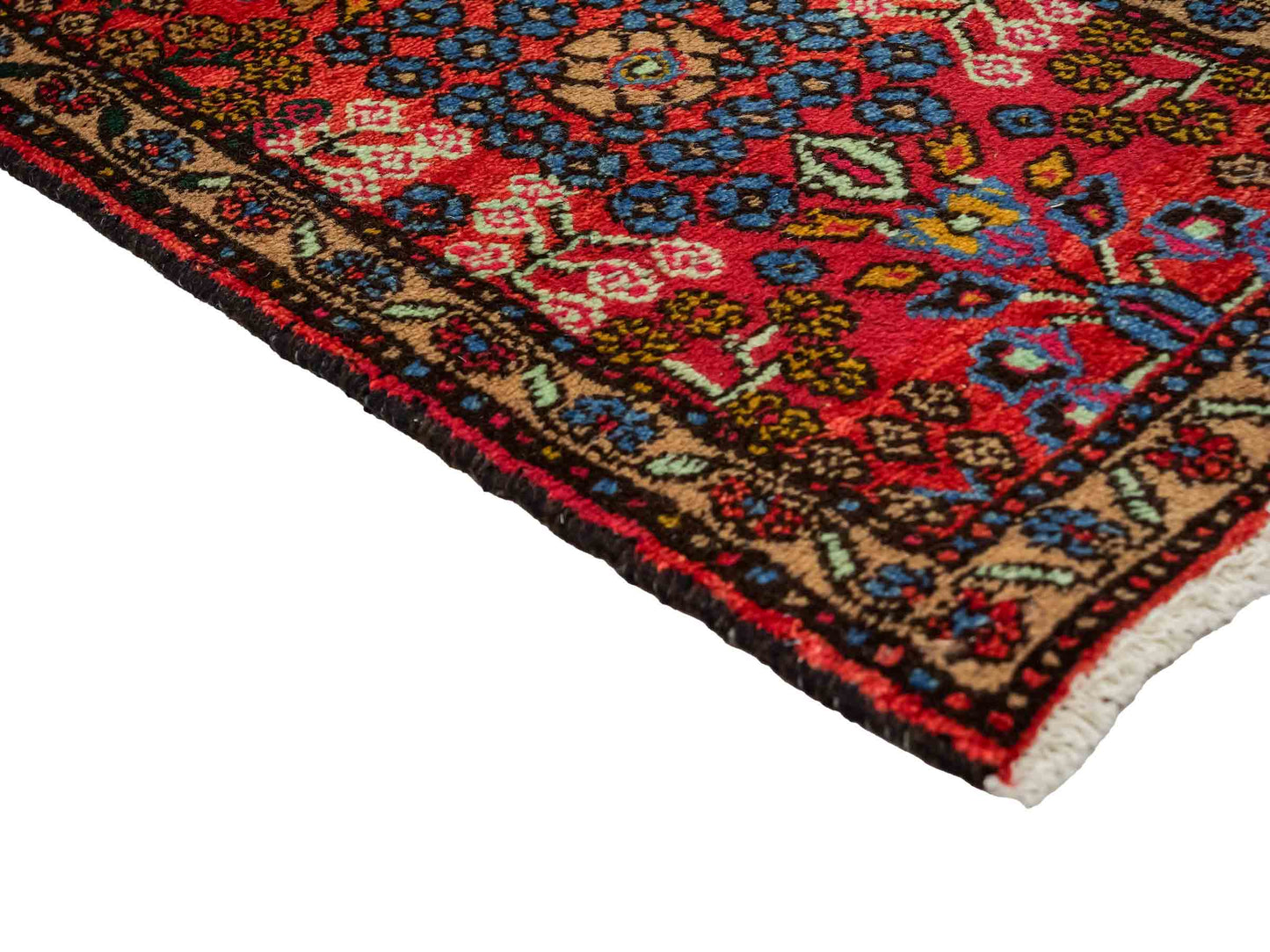 Handgeknüpfter, persischer Hamedan Dorfteppich aus Wolle von Khademi. Größe: 75 x 50 cm. Farbe: Rot. Verkauf durch JUPITER Intl.