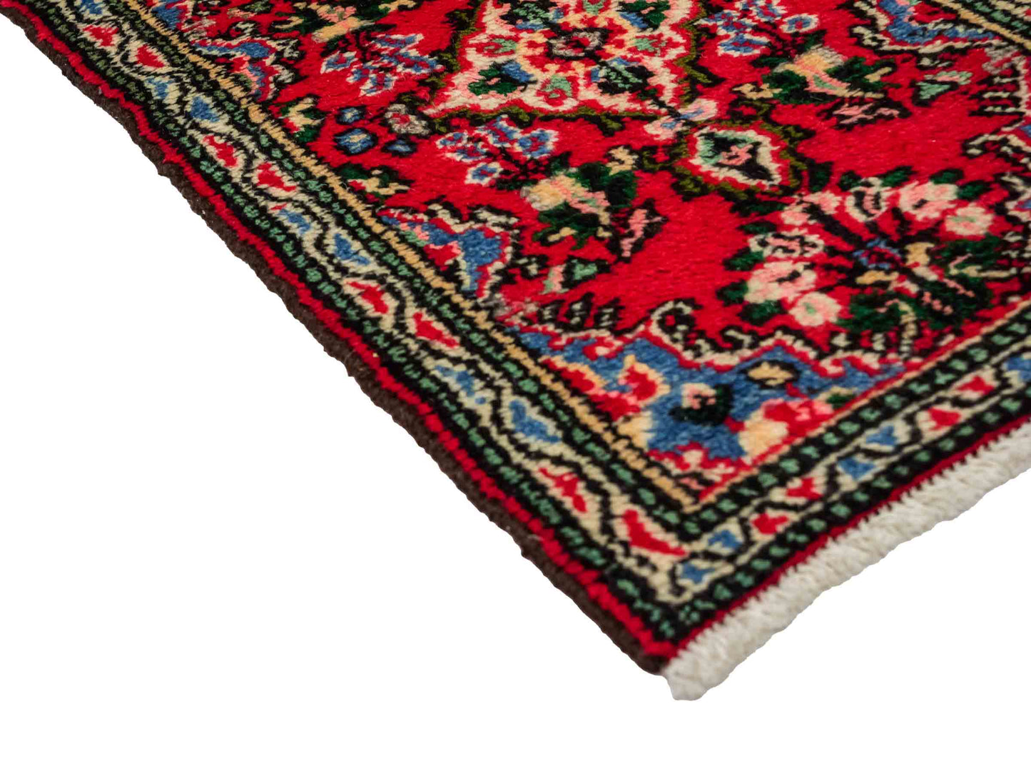 Handgeknüpfter, persischer Hamedan Dorfteppich aus Wolle von Khademi. Größe: 77 x 51 cm. Farbe: Rot. Verkauf durch JUPITER Intl.
