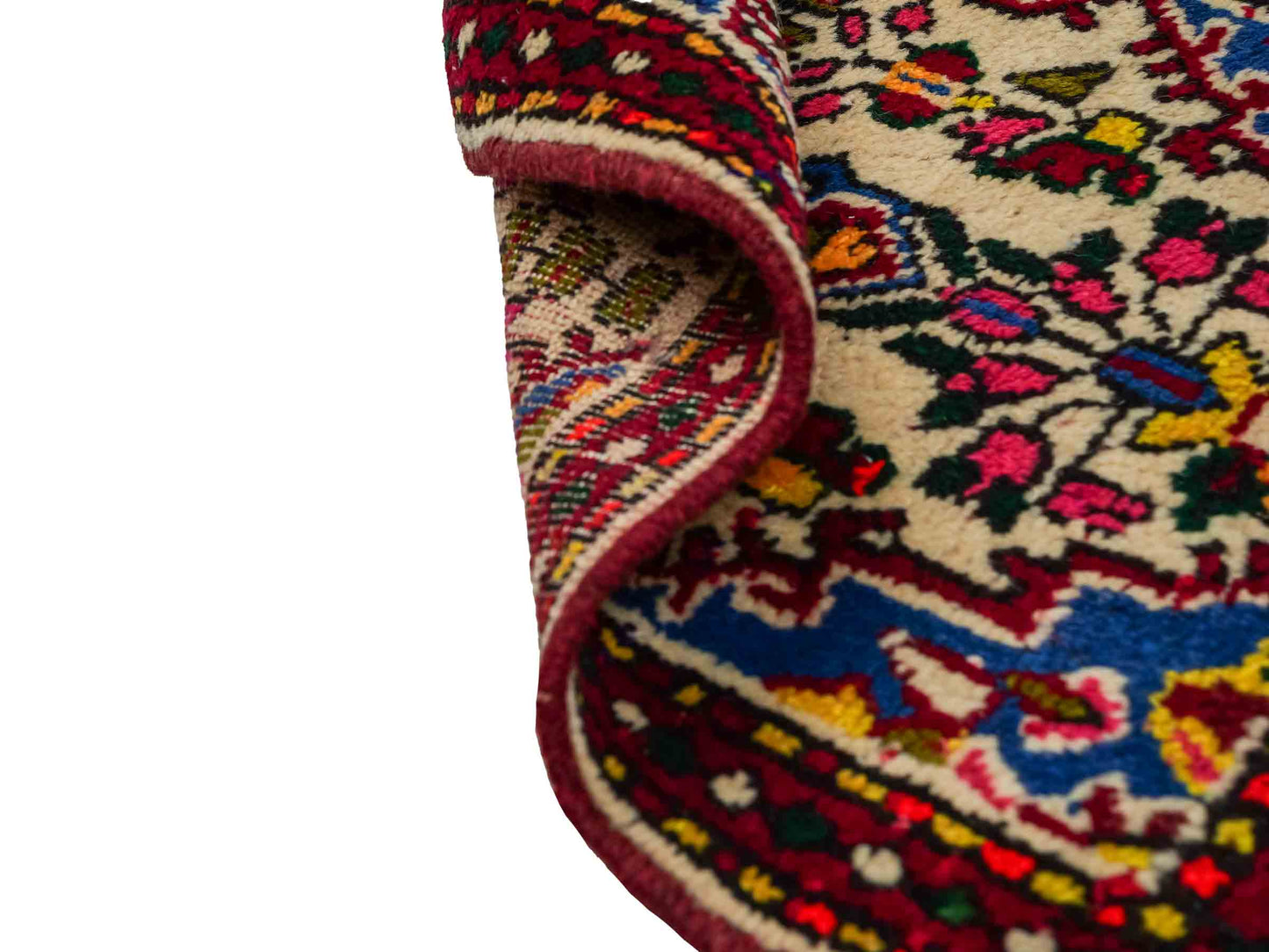 Handgeknüpfter, persischer Hamedan Dorfteppich aus Wolle von Khademi. Größe: 77 x 54 cm. Farbe: Cremeweiß, rot. Verkauf durch JUPITER Intl.