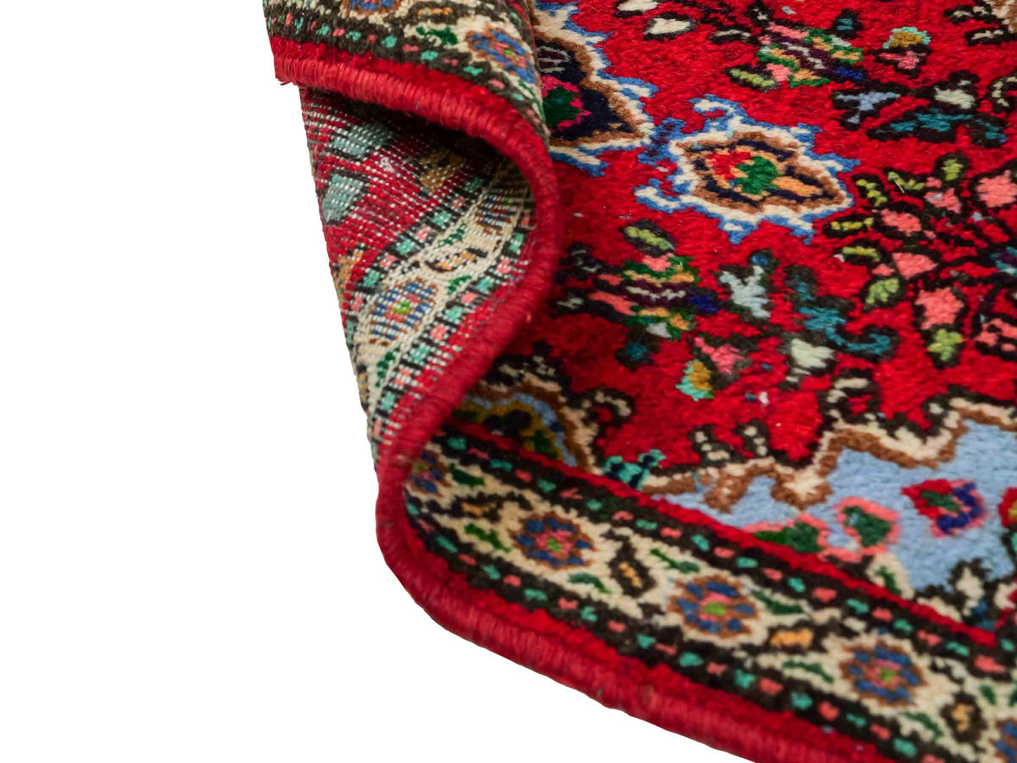 Handgeknüpfter, persischer Hamedan Dorfteppich aus Wolle von Khademi. Größe: 78 x 51 cm. Farbe: Rot. Verkauf durch JUPITER Intl.