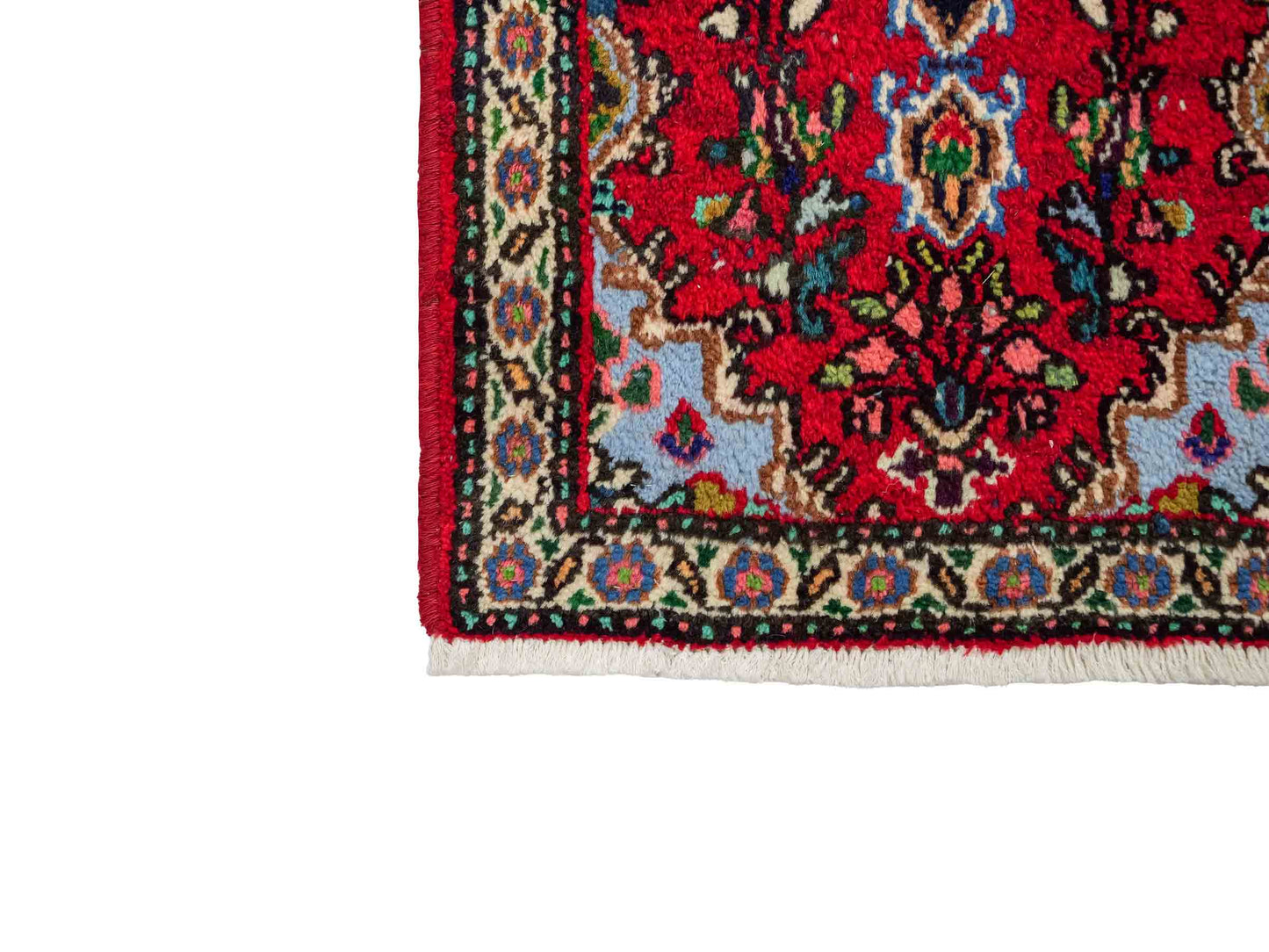 Handgeknüpfter, persischer Hamedan Dorfteppich aus Wolle von Khademi. Größe: 78 x 51 cm. Farbe: Rot. Verkauf durch JUPITER Intl.