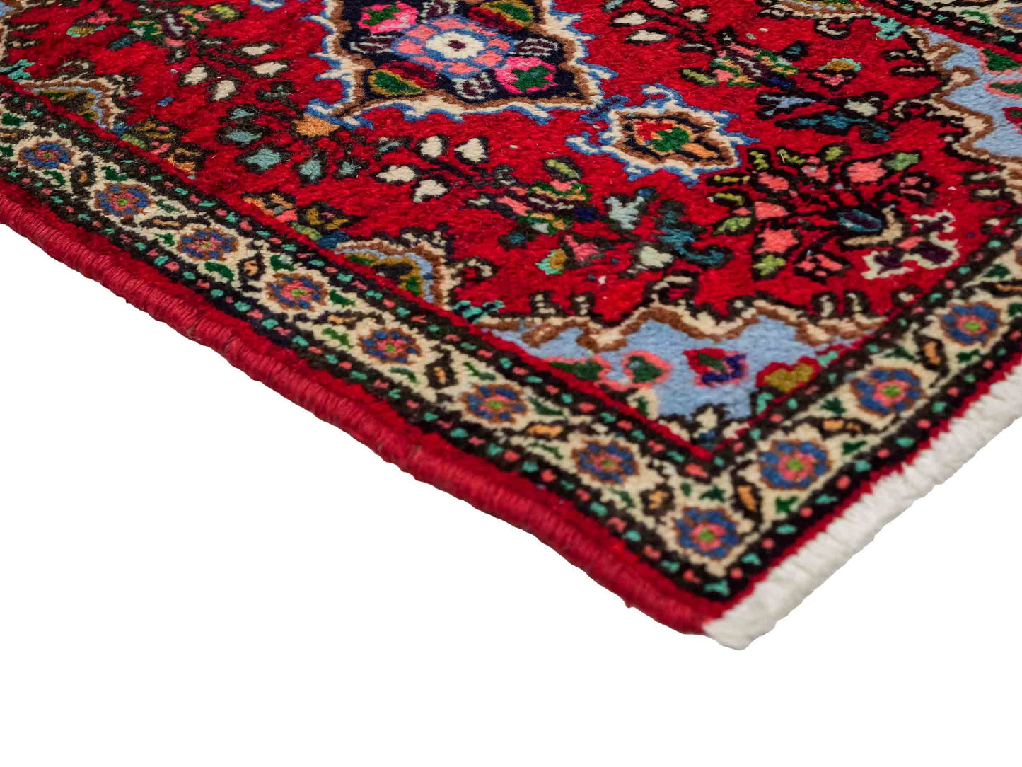 Handgeknüpfter, persischer Hamedan Dorfteppich aus Wolle von Khademi. Größe: 78 x 51 cm. Farbe: Rot. Verkauf durch JUPITER Intl.