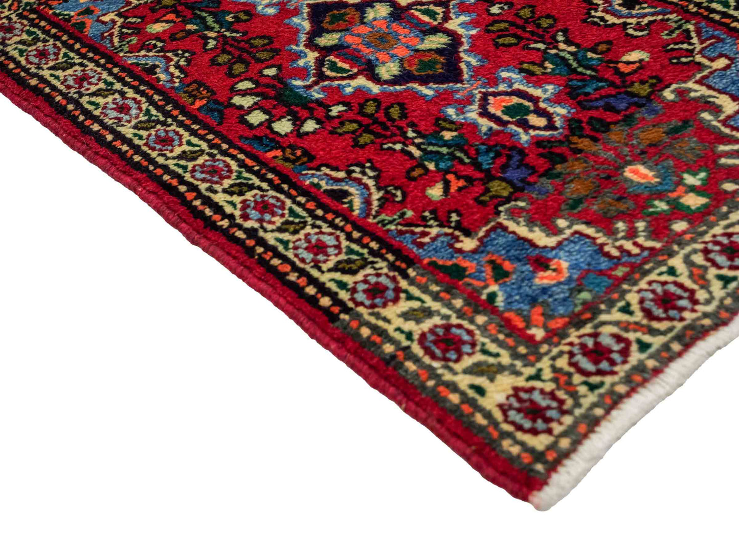 Handgeknüpfter, persischer Hamedan Dorfteppich aus Wolle von Khademi. Größe: 78 x 53 cm. Farbe: Rot. Verkauf durch JUPITER Intl.
