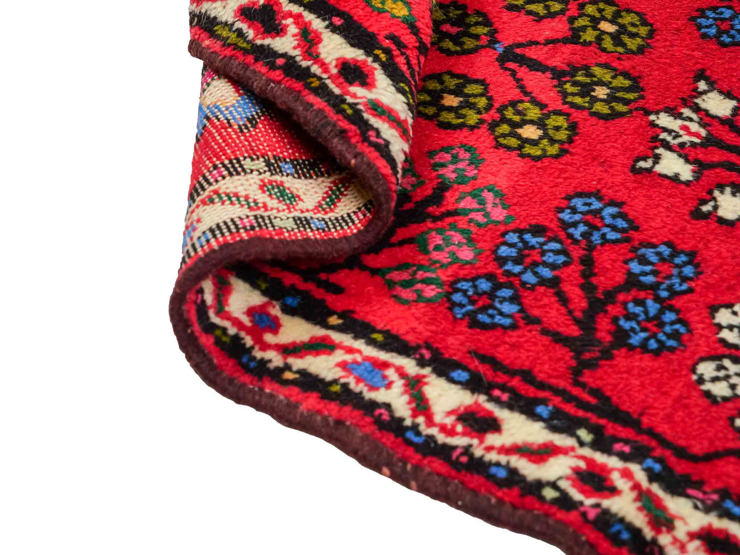 Handgeknüpfter, persischer Hamedan Dorfteppich aus Wolle von Khademi. Größe: 80 x 60 cm. Farbe: Rot. Verkauf durch JUPITER Intl.